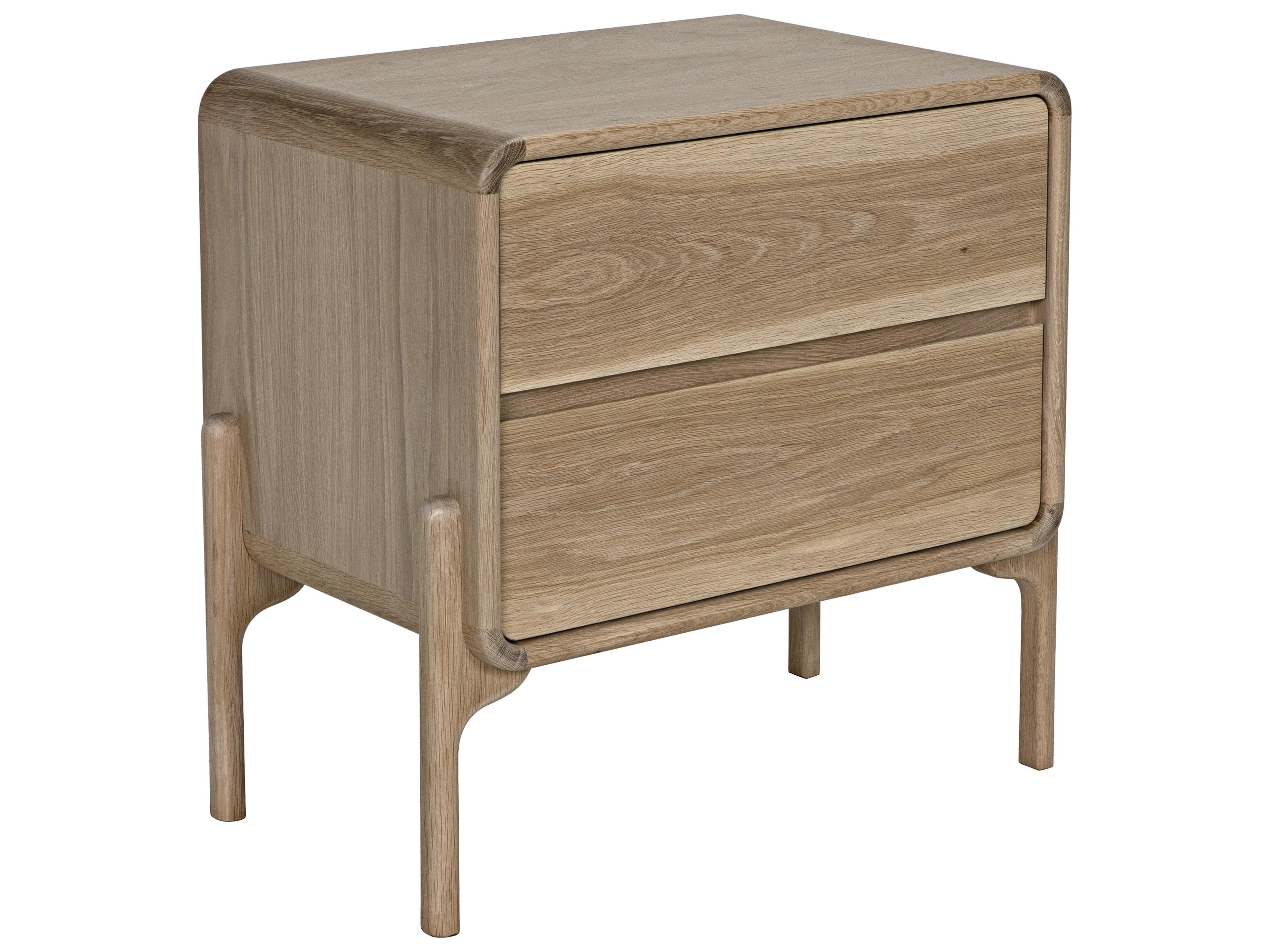 Fonda 2-Drawers Oak Wood Nightstand