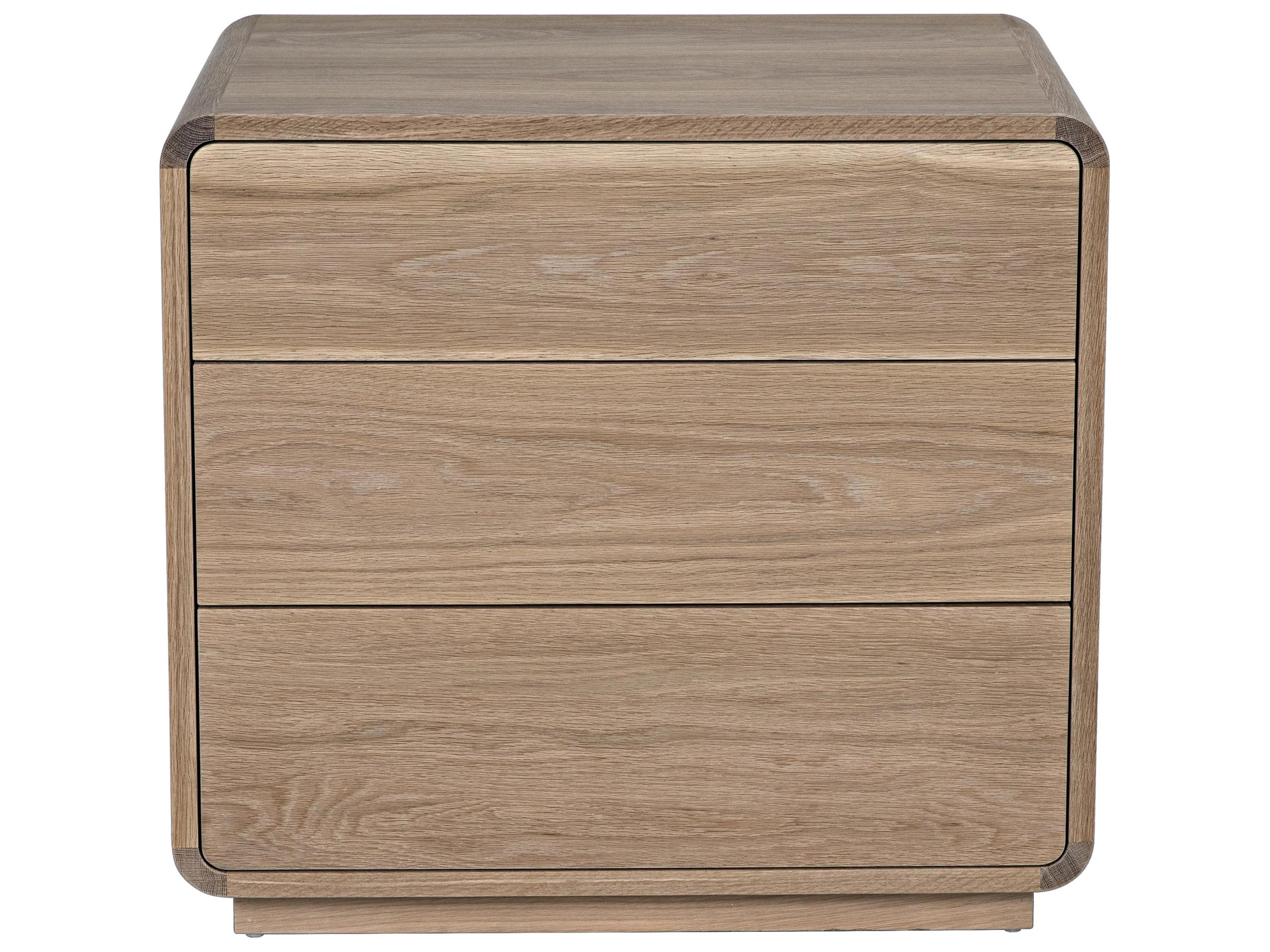 Redford 3-Drawers Oak Wood Nightstand