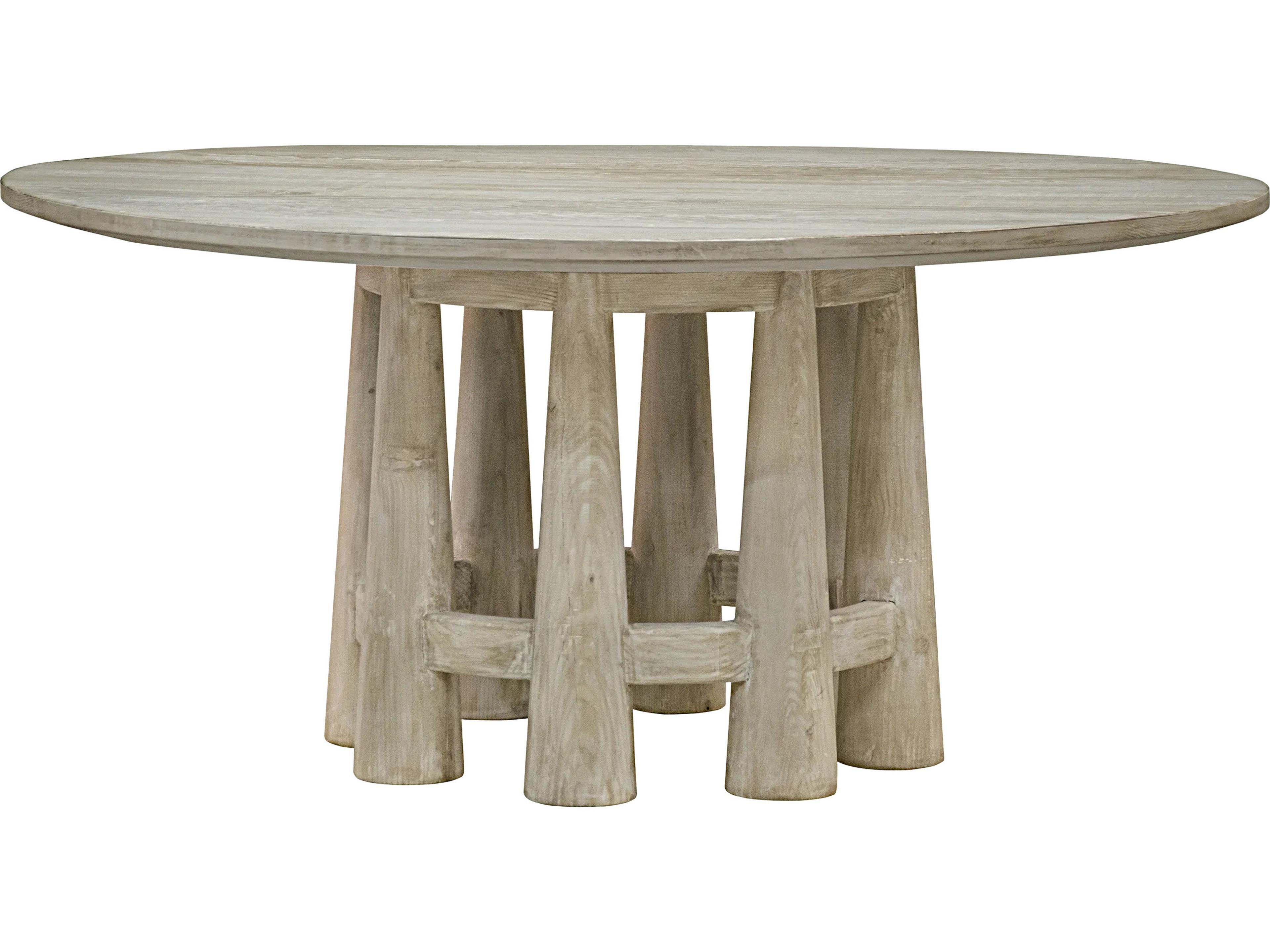 Lulu Round Wood Grey Wash Dining Table