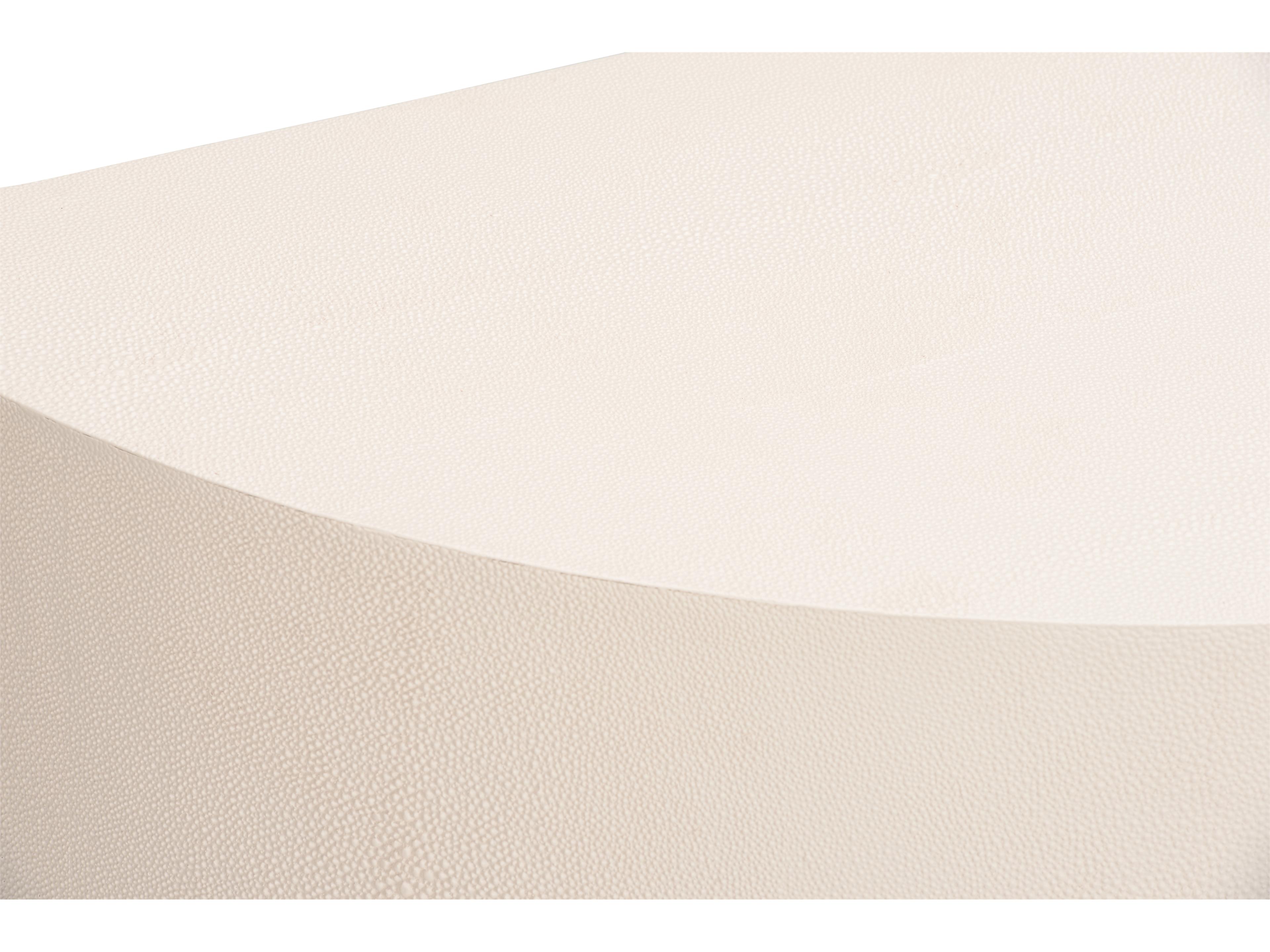 Chelsea House Elizabeth Wicker Demilune Faux Leather White Cream End Table