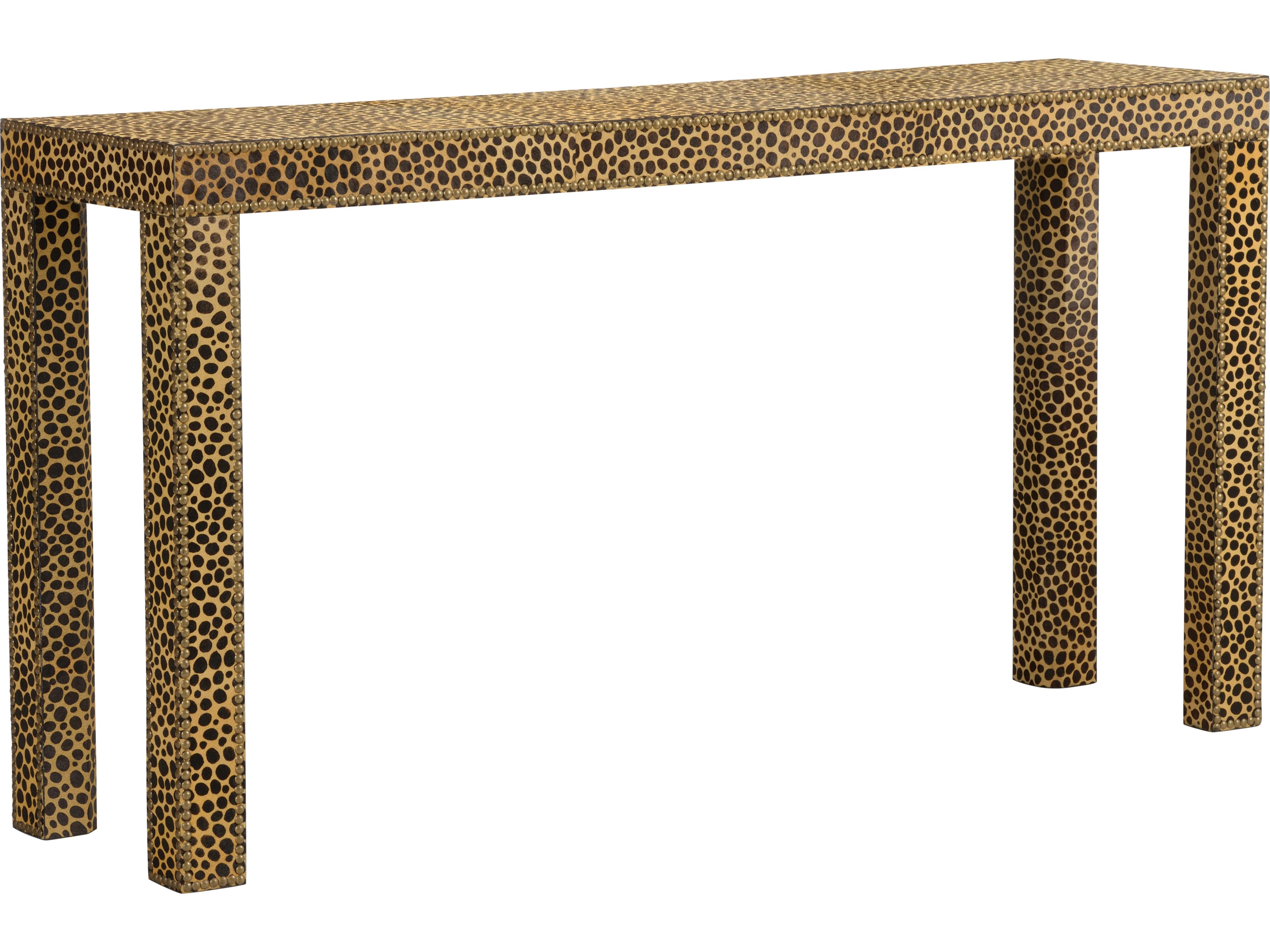 Misc Rectangular Fabric Brown Black Console Table