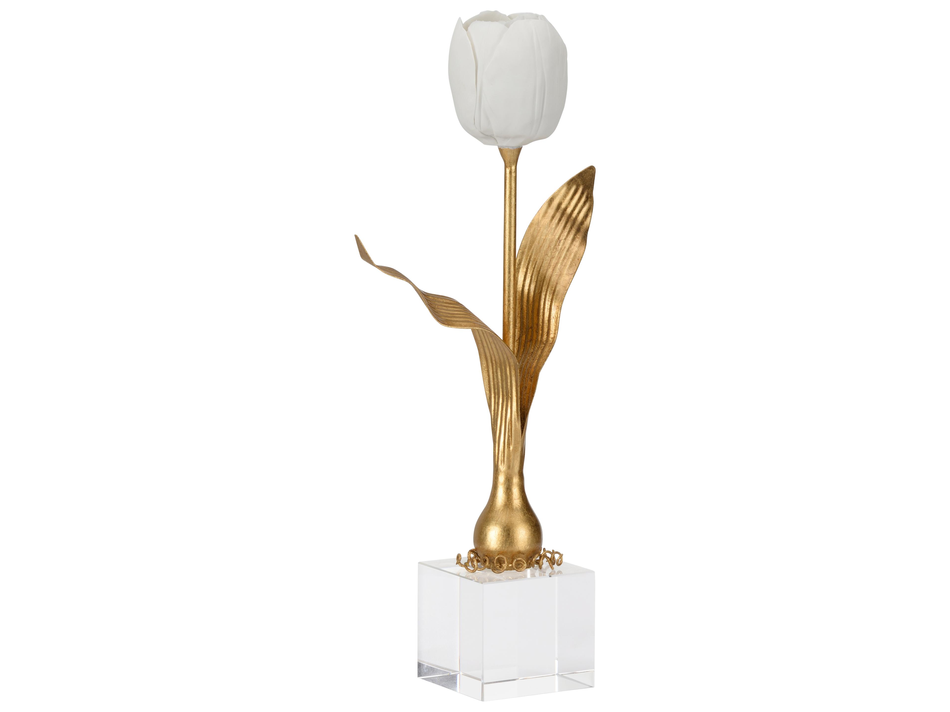 Misc Darwin Tulip On Stand Gold White Cream Vase