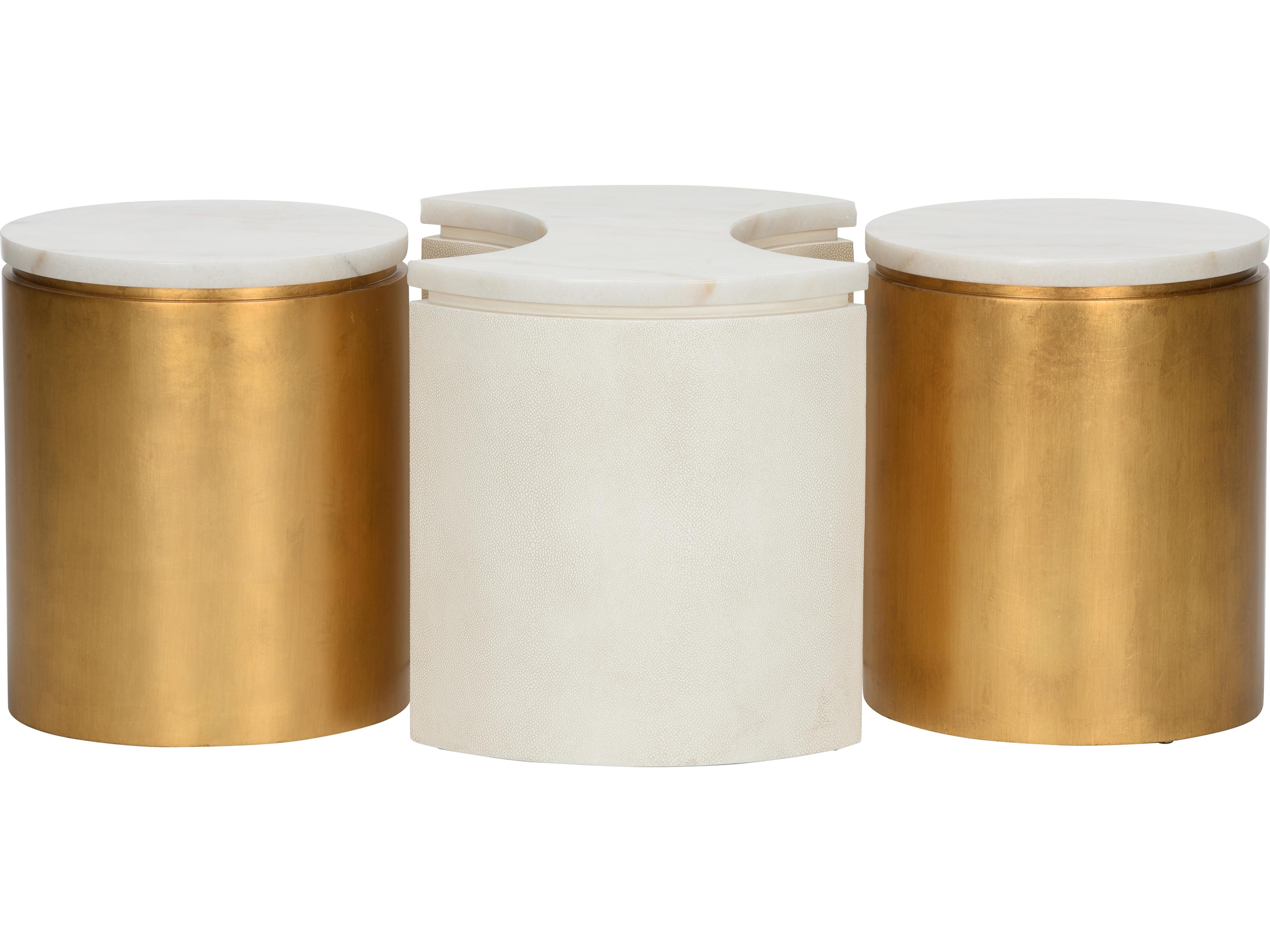 Chelsea House Bradshaw Orrell Marble White Cream Gold Coffee Table Set