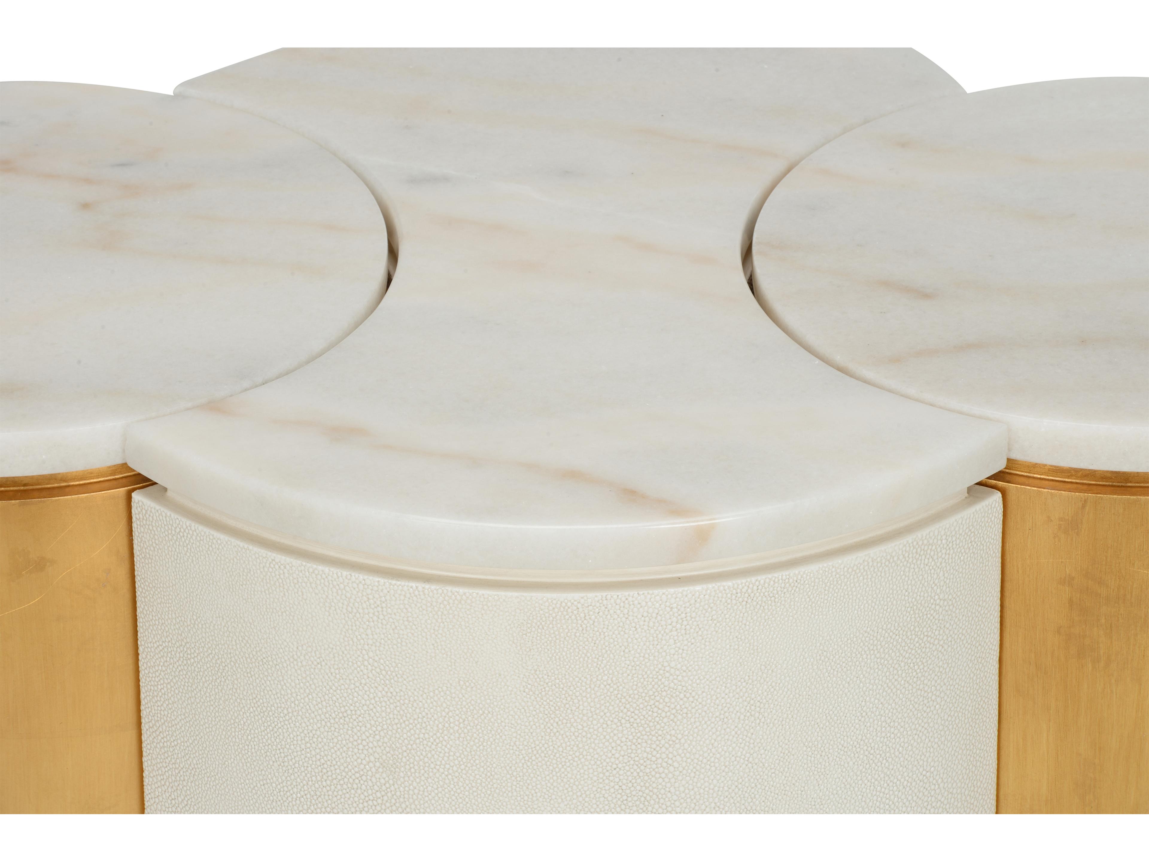 Chelsea House Bradshaw Orrell Marble White Cream Gold Coffee Table Set