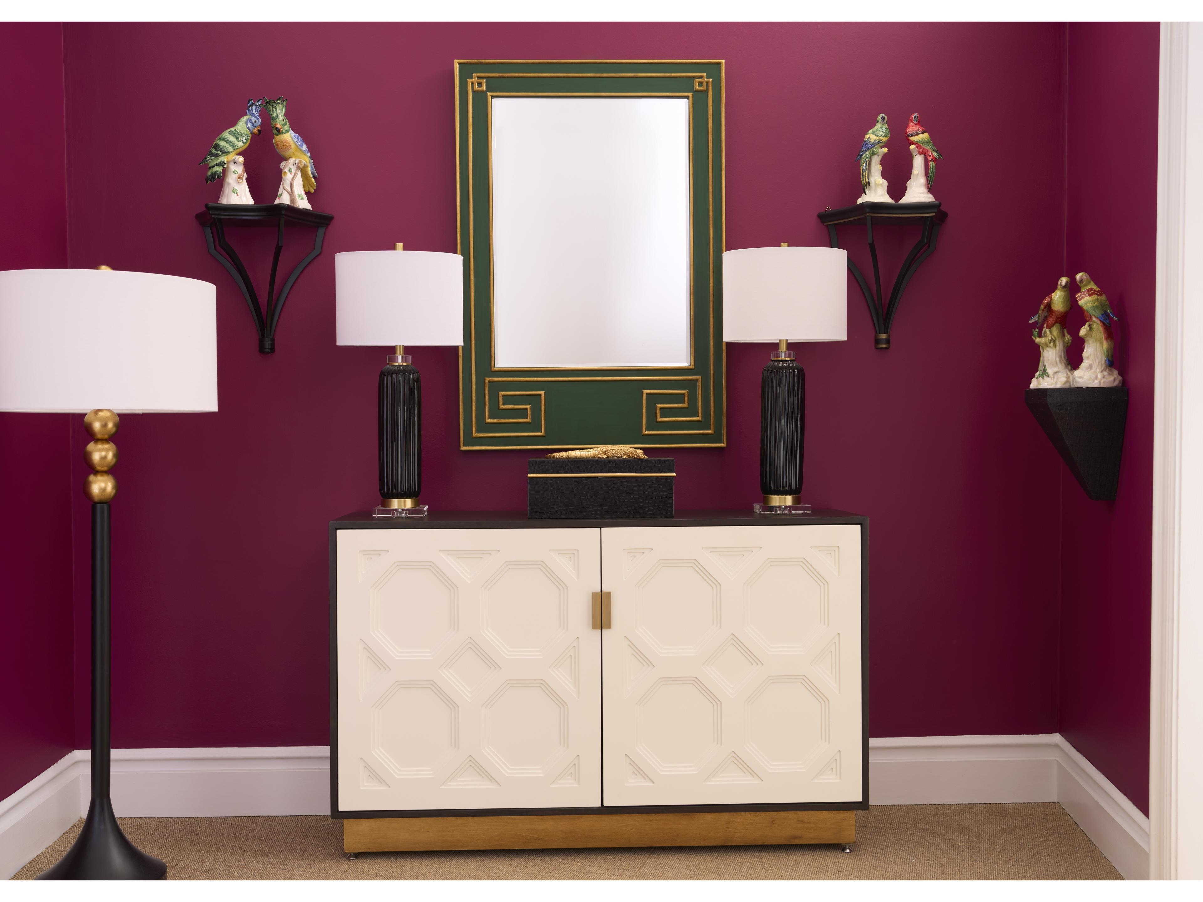 Chelsea House Bradshaw Orrell Greek Hall White Cream Gold Green Wall Mirror Rectangular