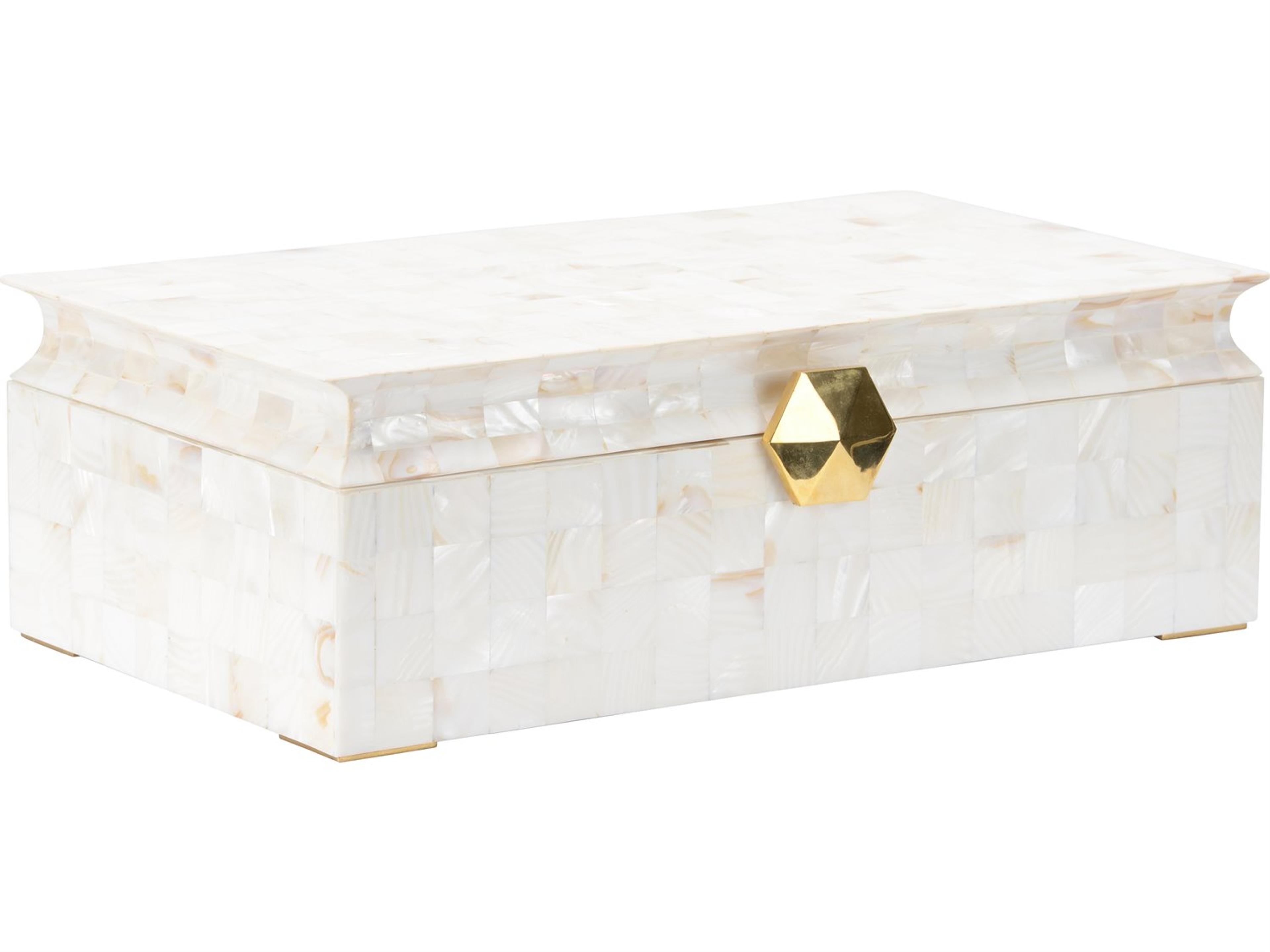 Elizabeth Wicker Arabelle White Cream Jewelry Box