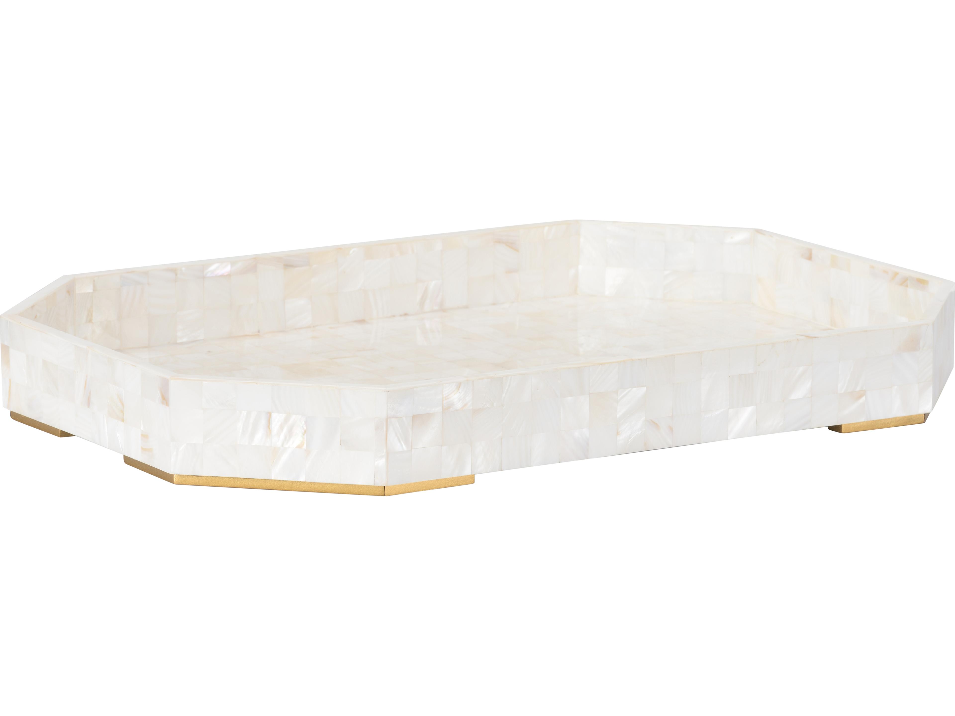 Elizabeth Wicker Dasanti White Cream Serving Tray