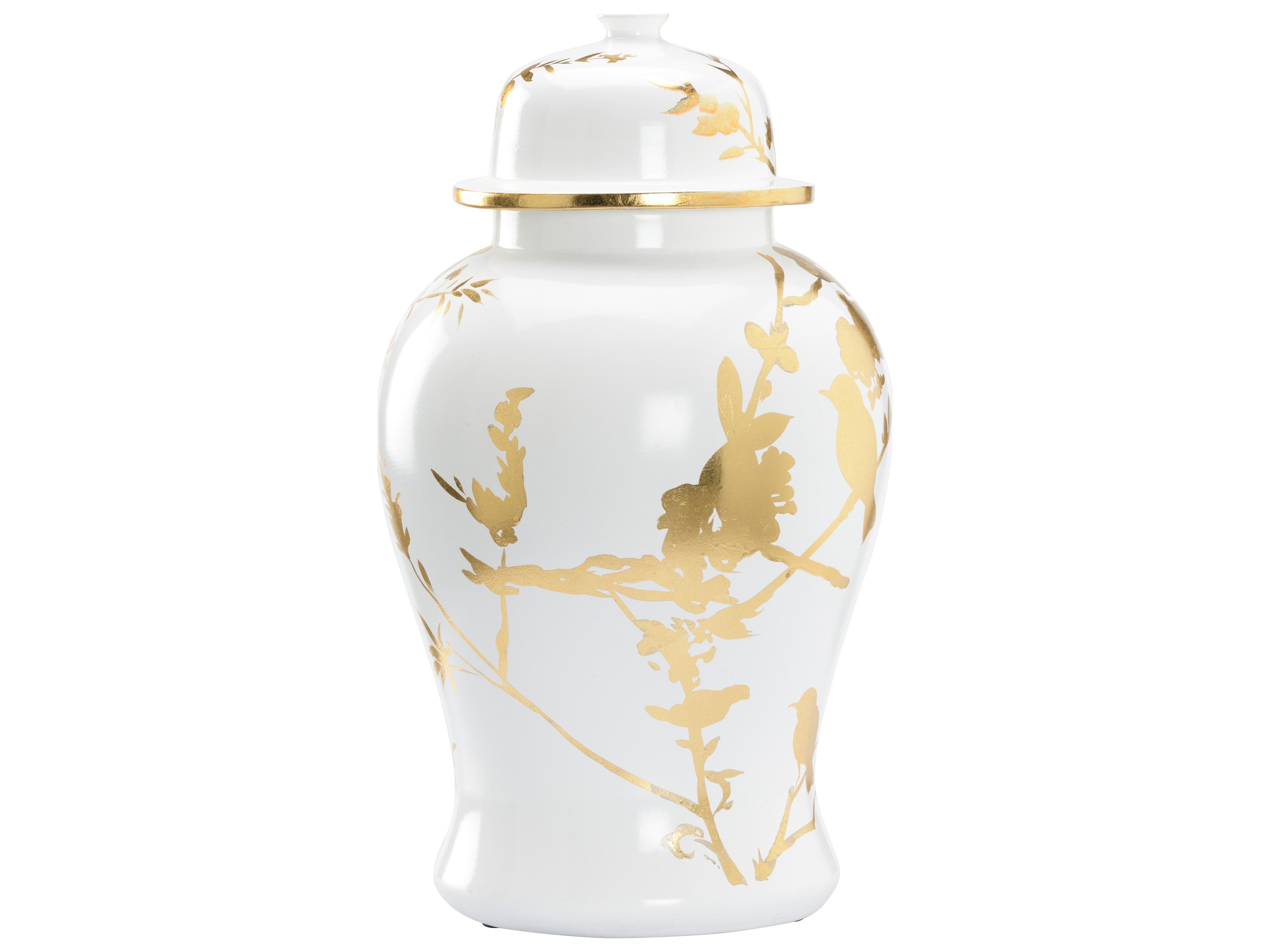 Lisa Kahn Winged Creatures White Cream Gold Vase