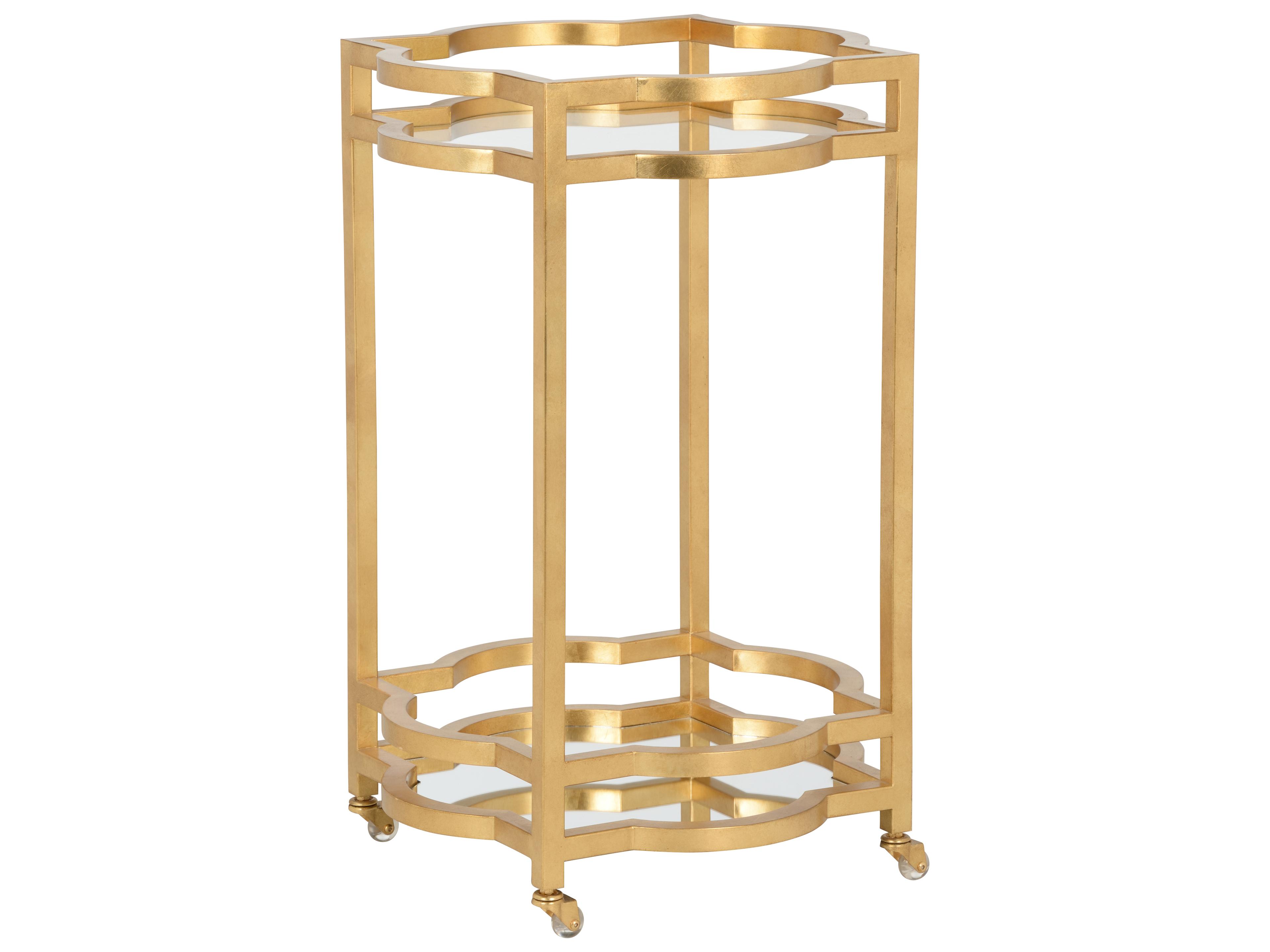 Lisa Kahn Glass Gold Bar Cart