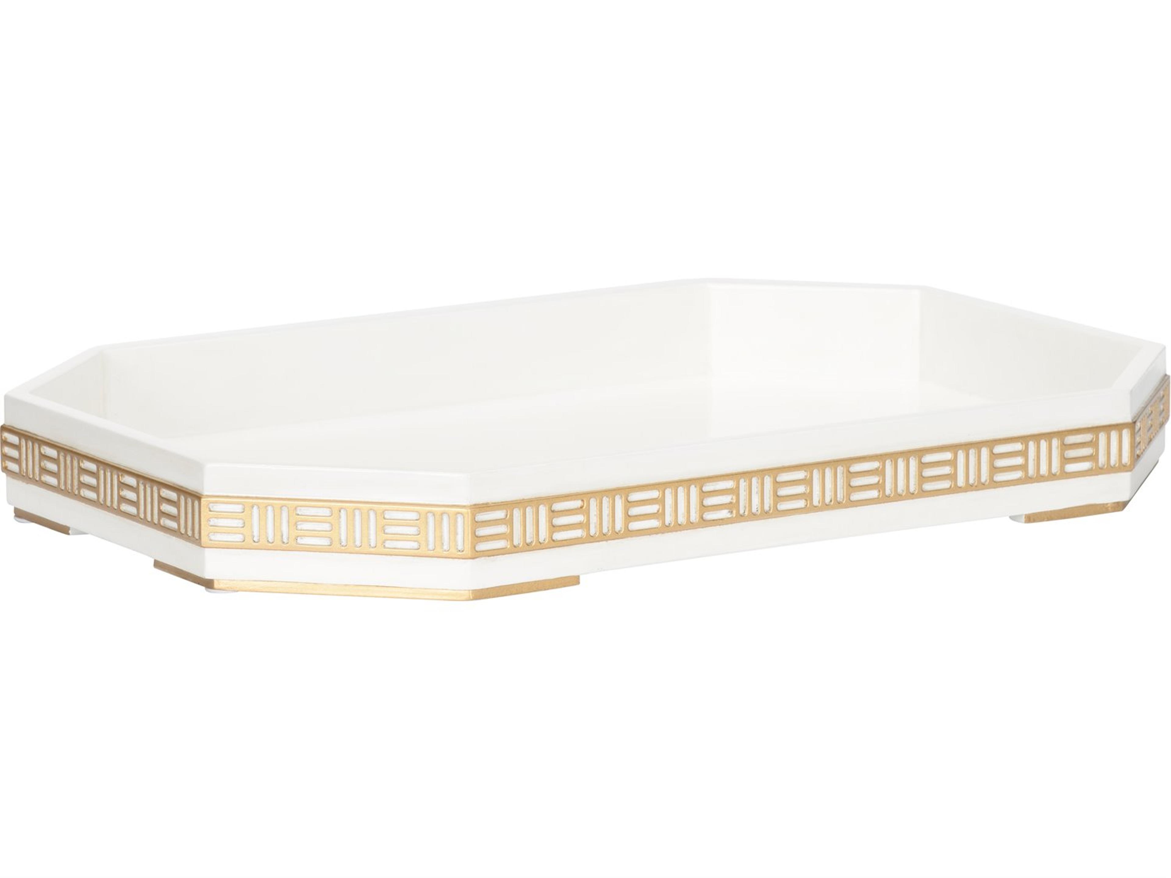 Elizabeth Wicker Ambrose White Cream Serving Tray