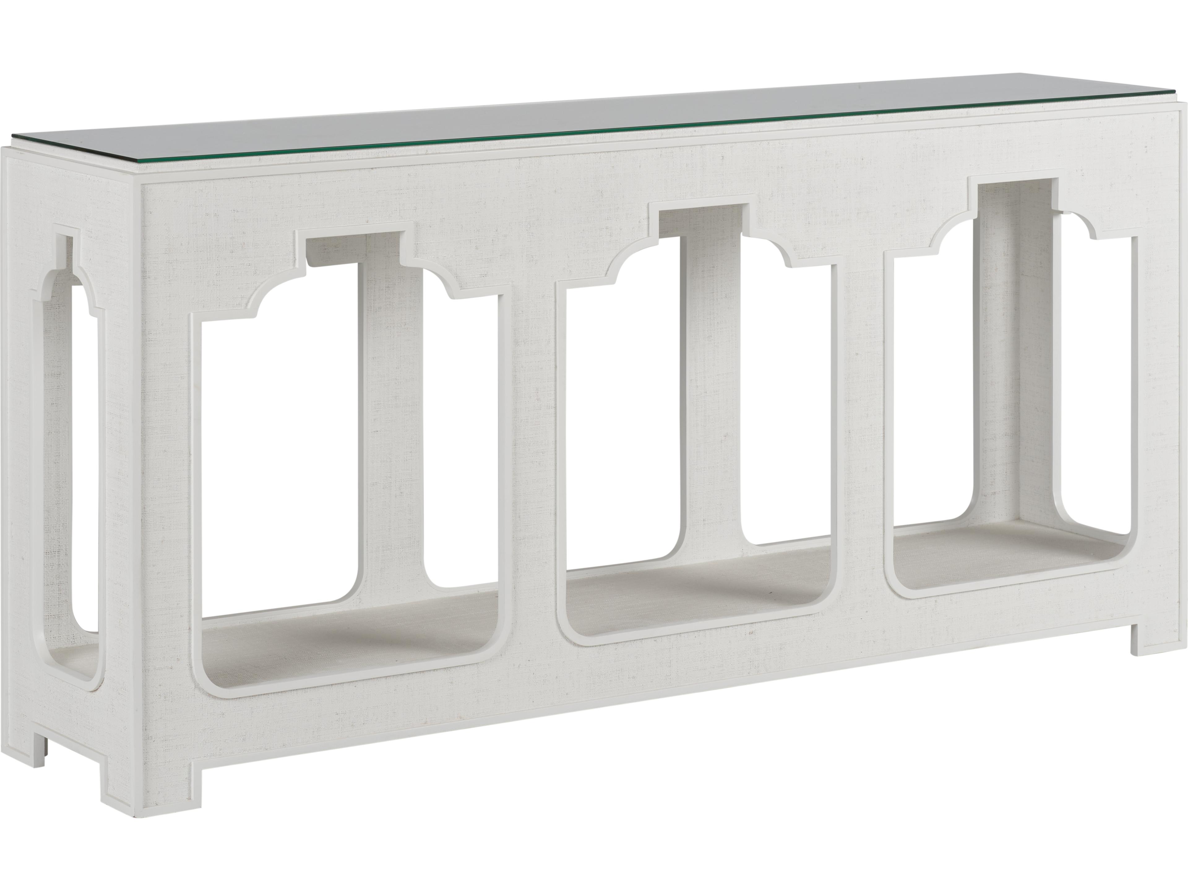 Chelsea House Rectangular Glass White Clear Console Table