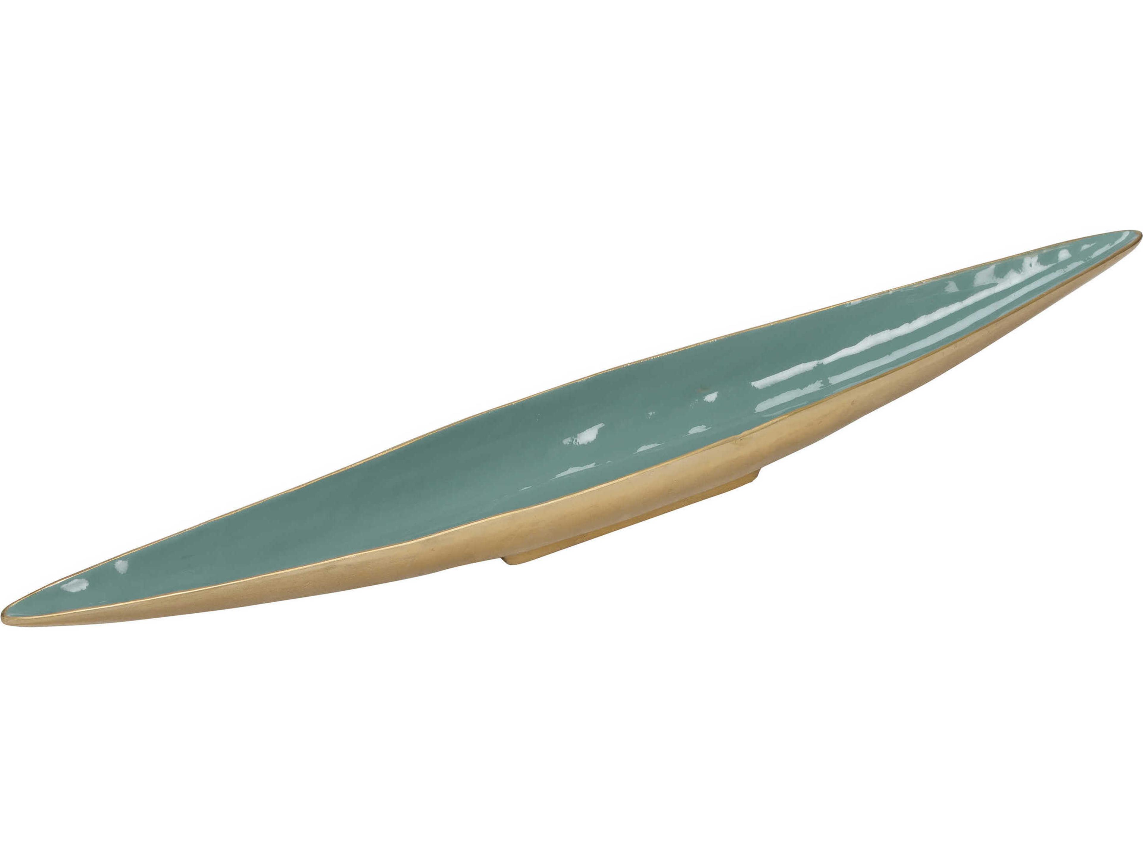 Chelsea House Elongated Green Enameled Decorative Bowl