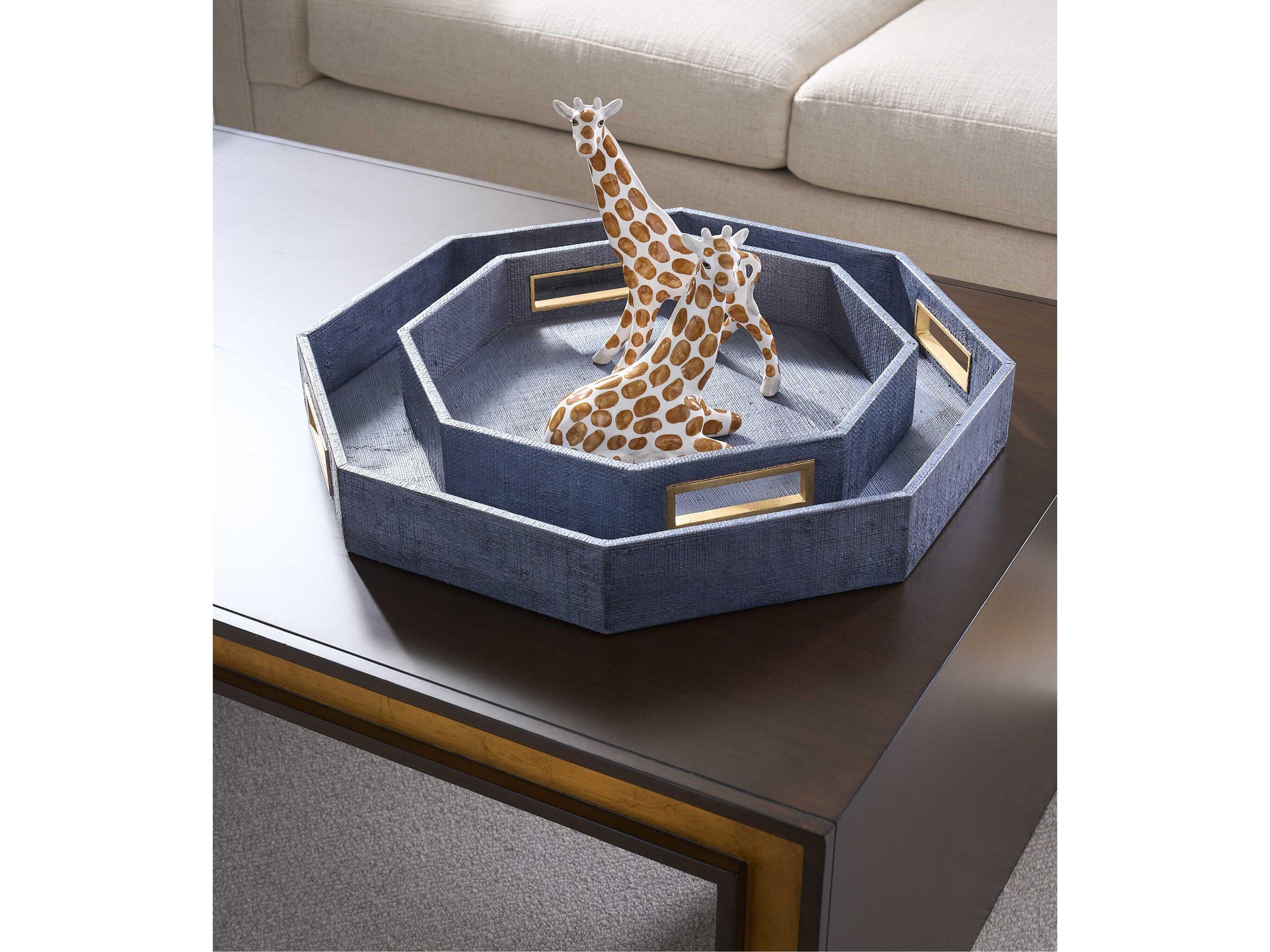 Chelsea House Royal Oak Blue Gold Leaf Tray