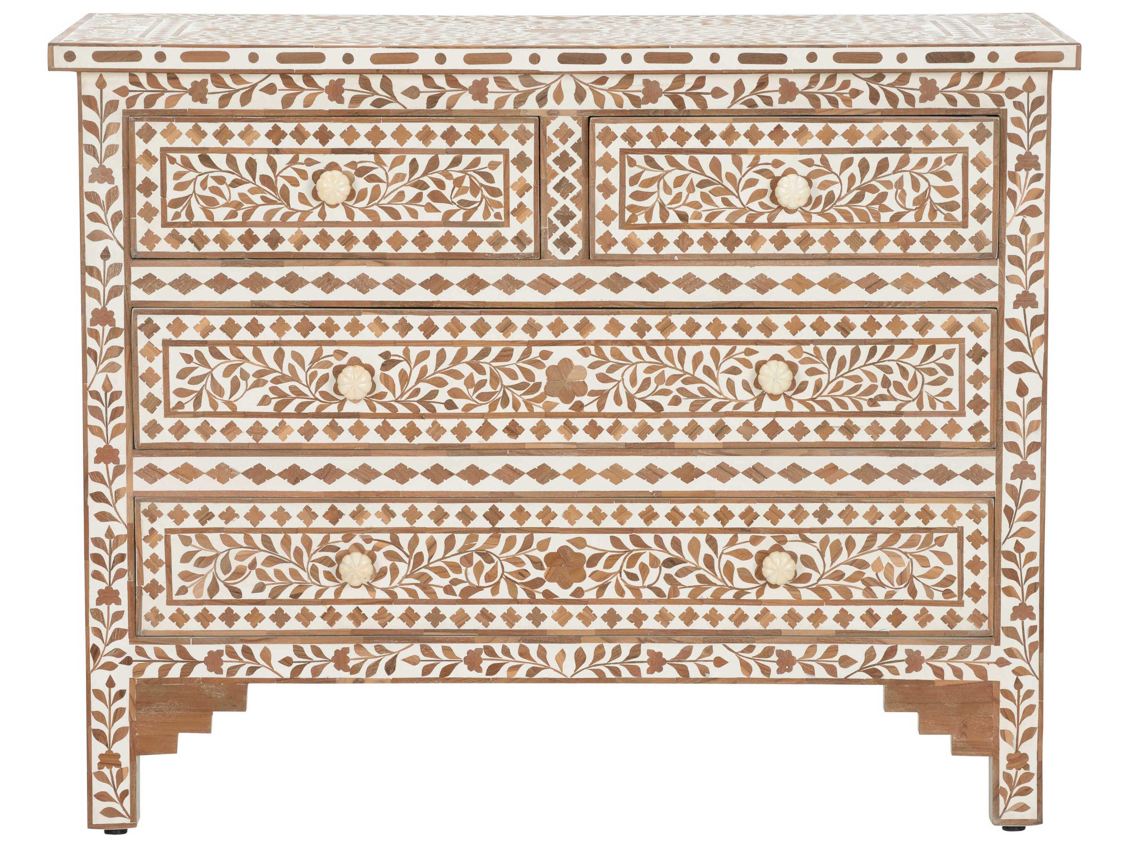 Chelsea House Zara Brown White Teak Wood Accent Chest