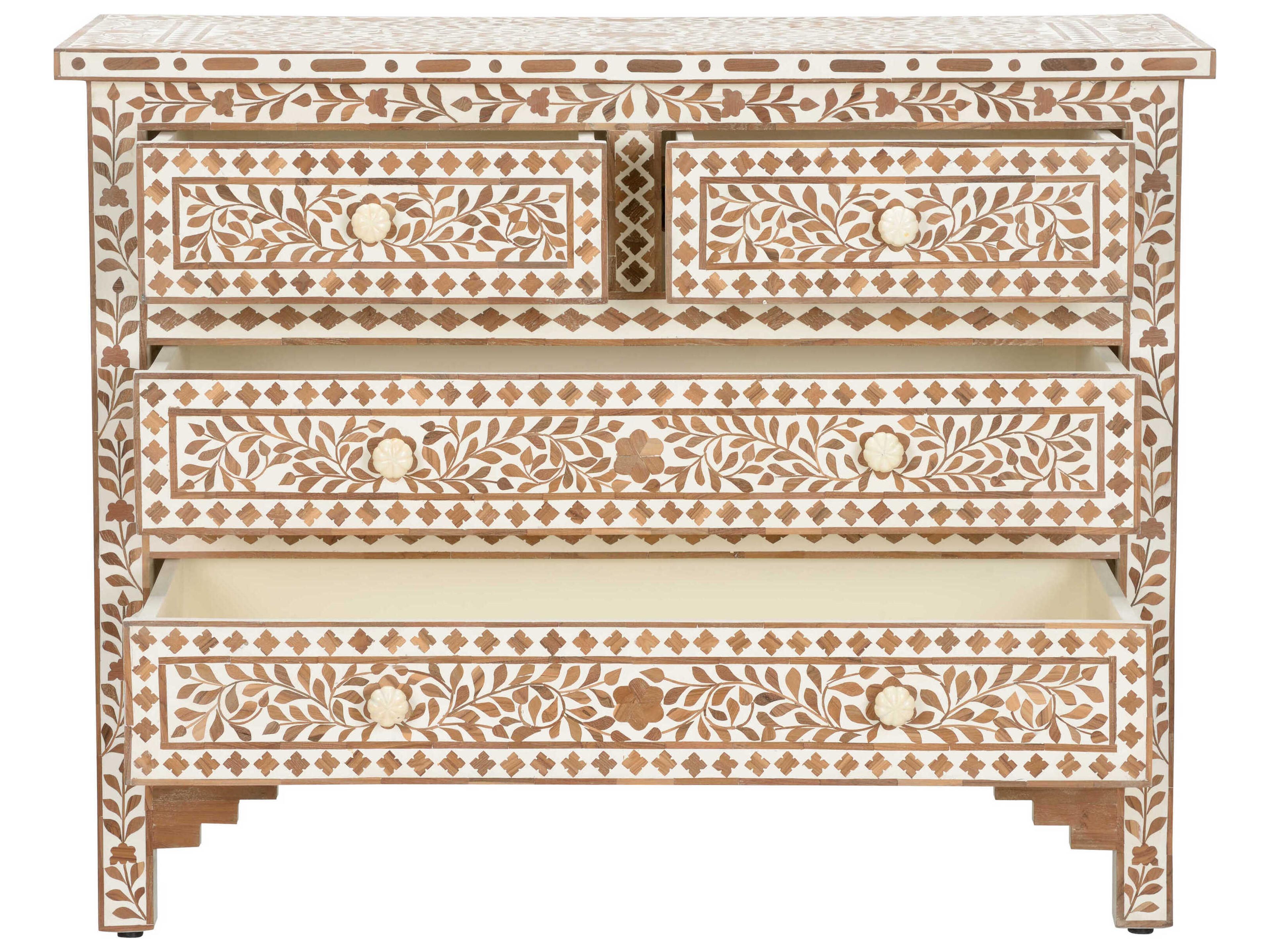 Chelsea House Zara Brown White Teak Wood Accent Chest