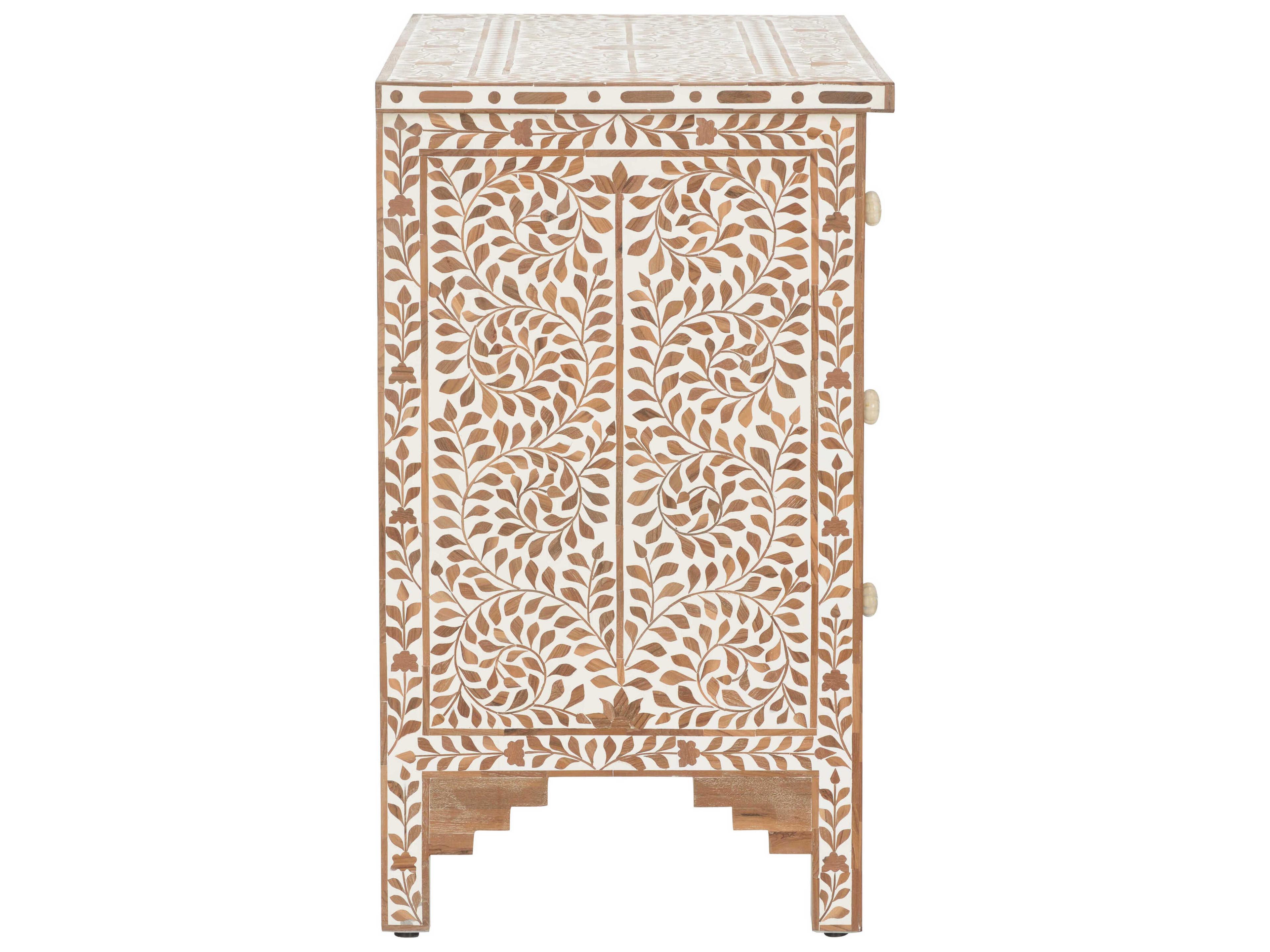 Chelsea House Zara Brown White Teak Wood Accent Chest