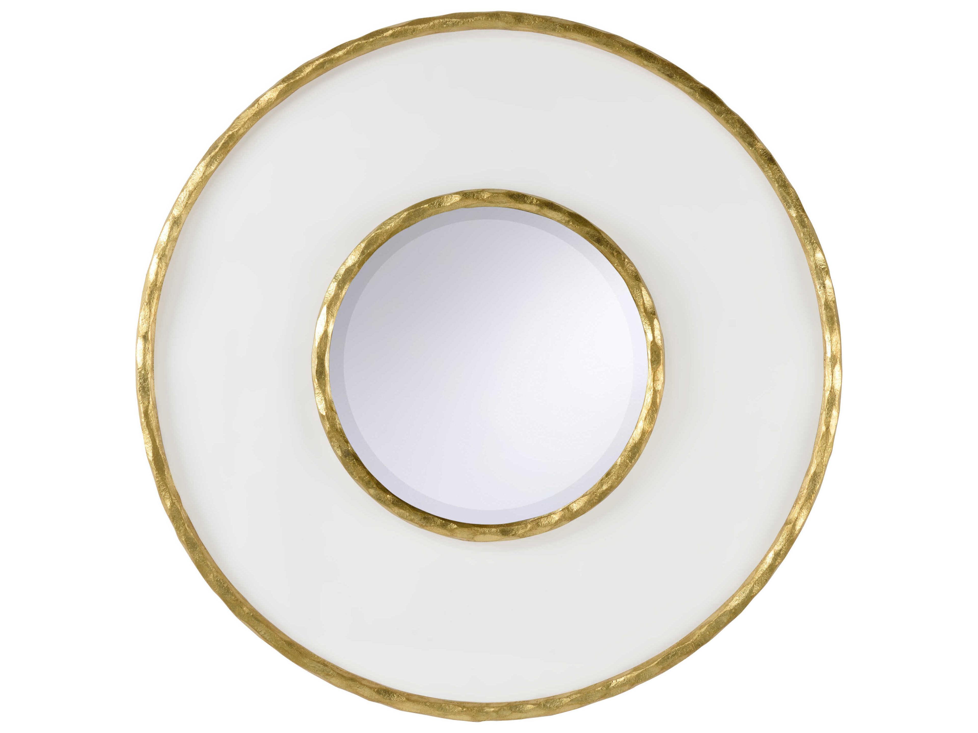 Chelsea House Hand Hammered and Acrylic Gold Round Wall Mirror