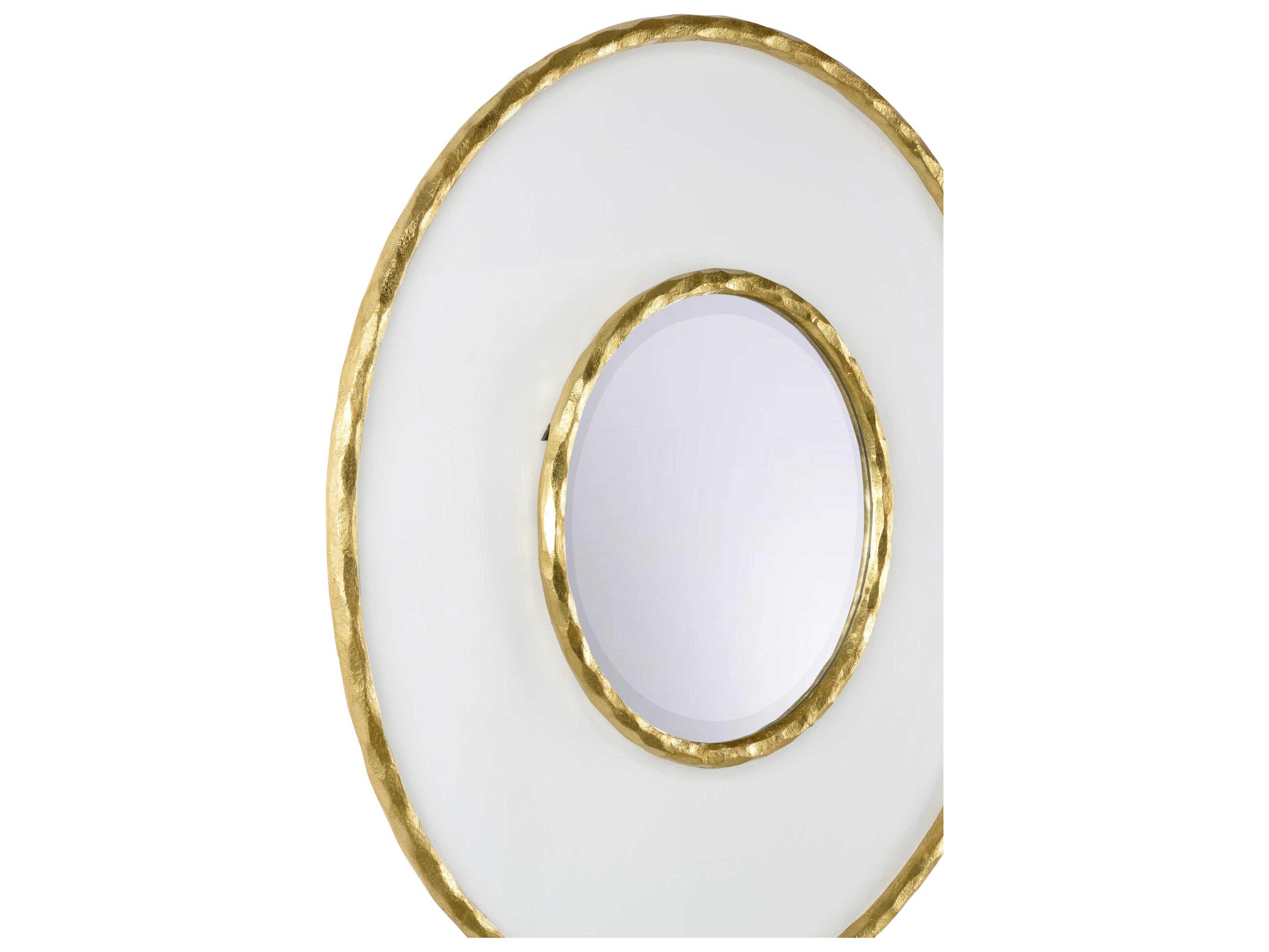Chelsea House Hand Hammered and Acrylic Gold Round Wall Mirror