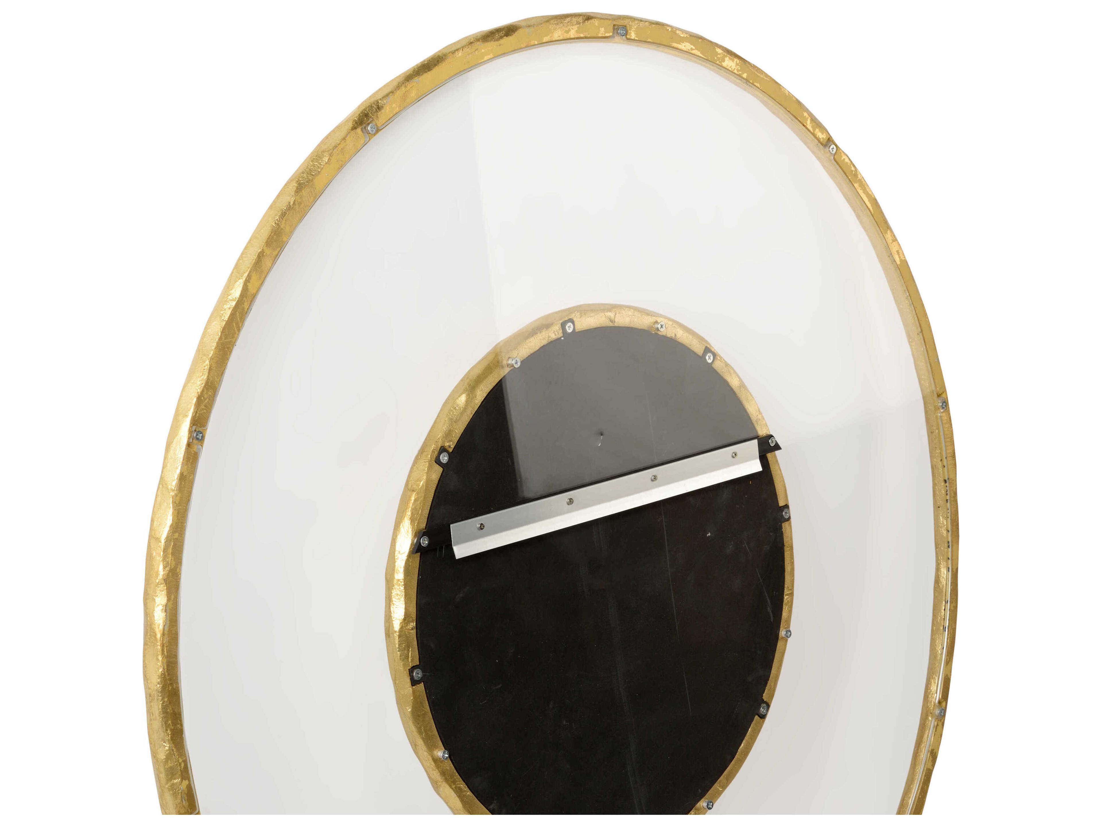 Chelsea House Hand Hammered and Acrylic Gold Round Wall Mirror
