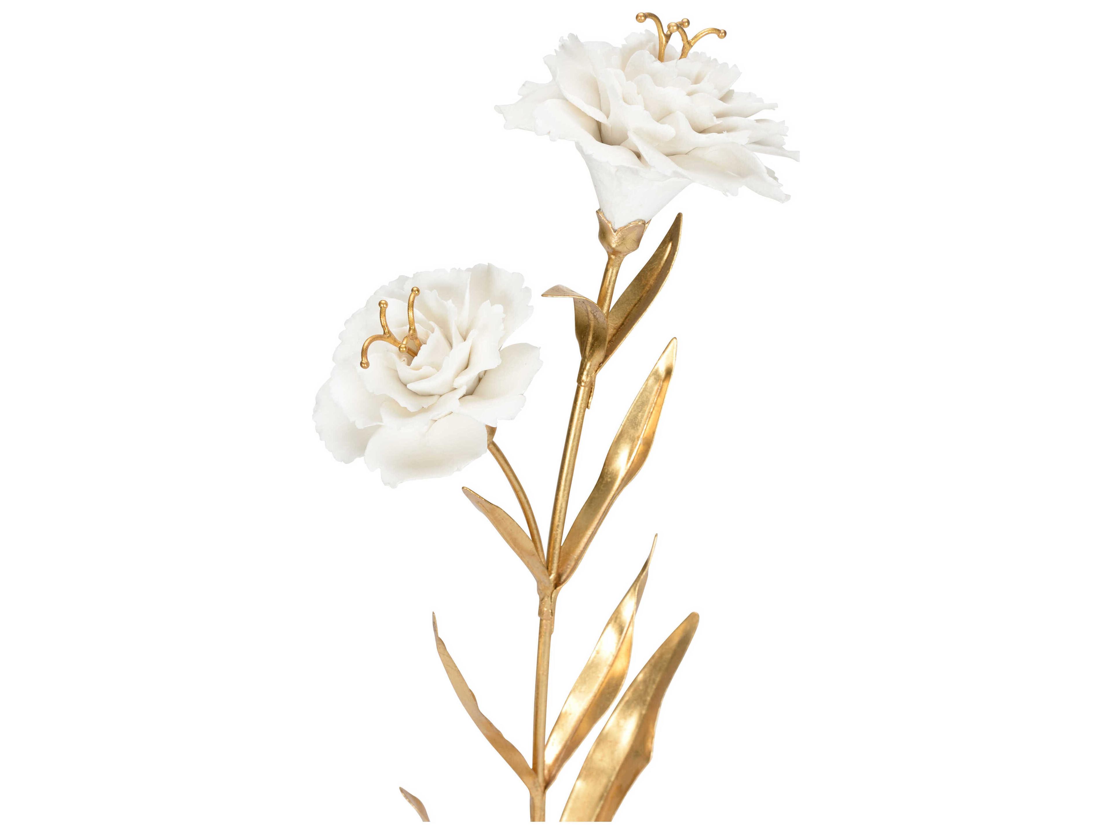Chelsea House White Gold Leaf Carnation on Alabaster Stand