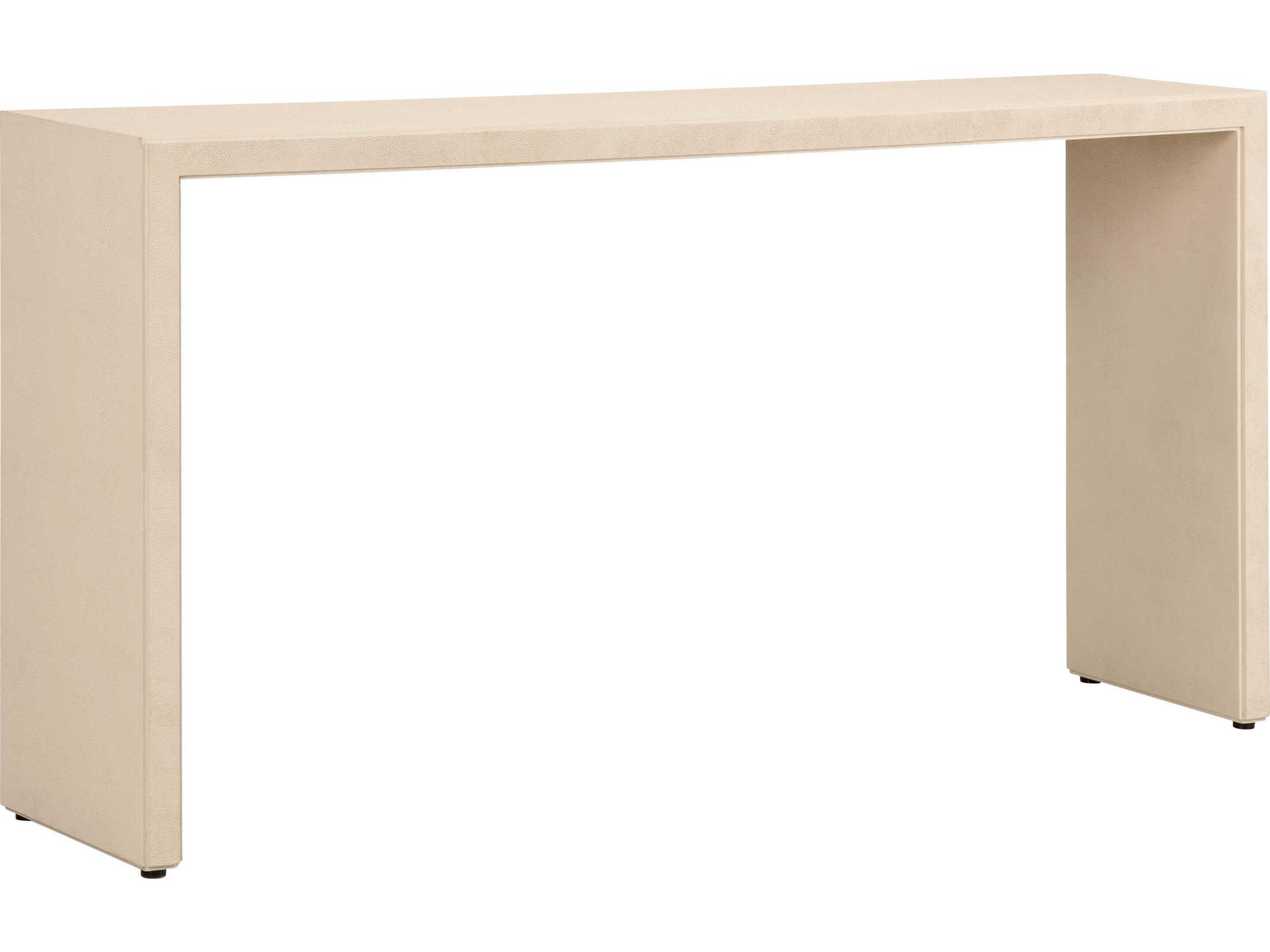 Jamie Merida Rectangular Faux Leather Cream Goldsborough Console Table