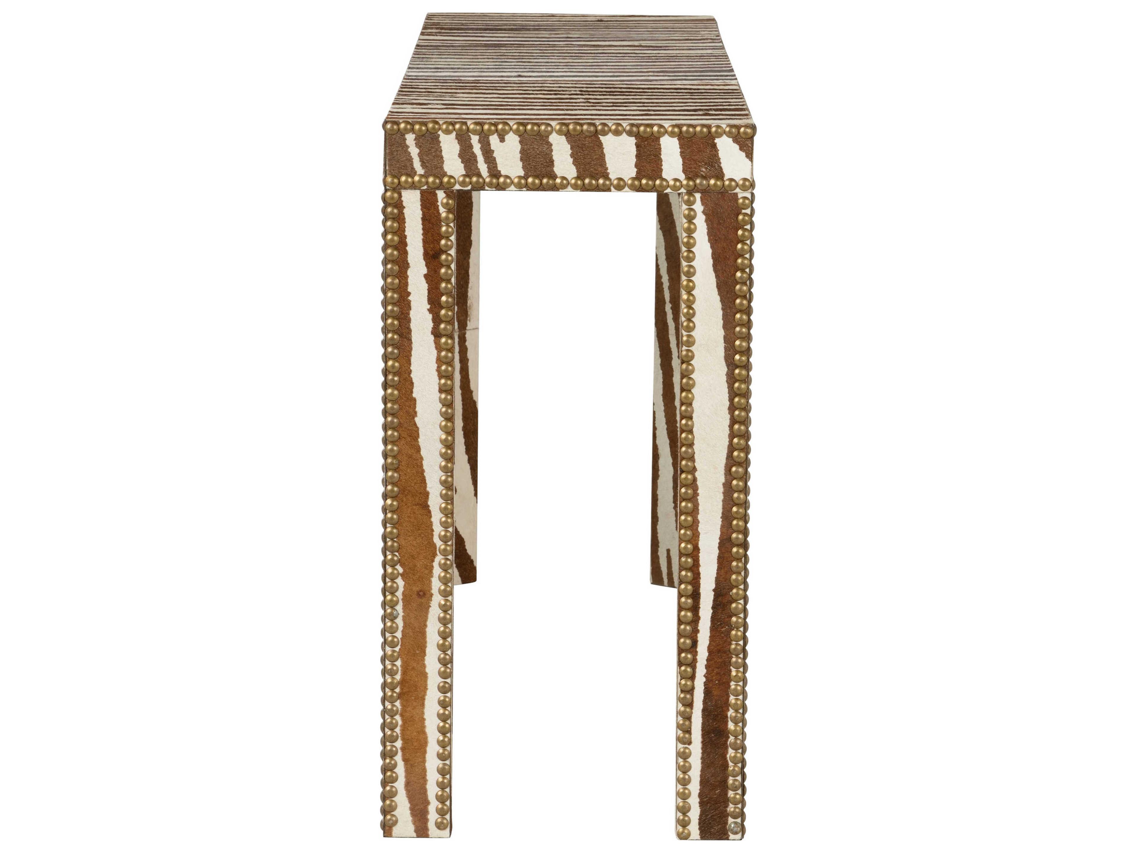 Chelsea House Rectangular Leather Zebra Print Console Table