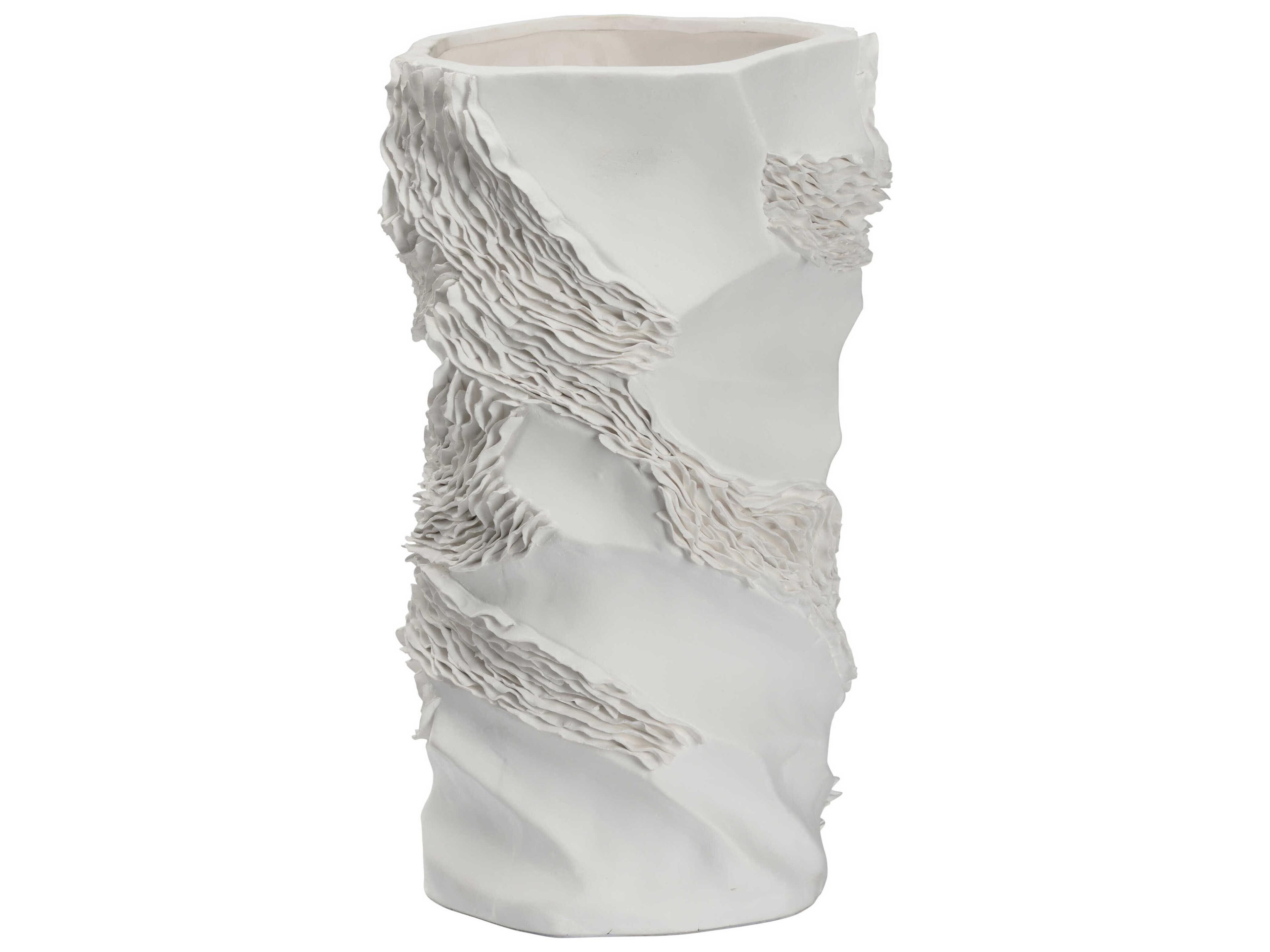 Matte White Ripple Ceramic Vase