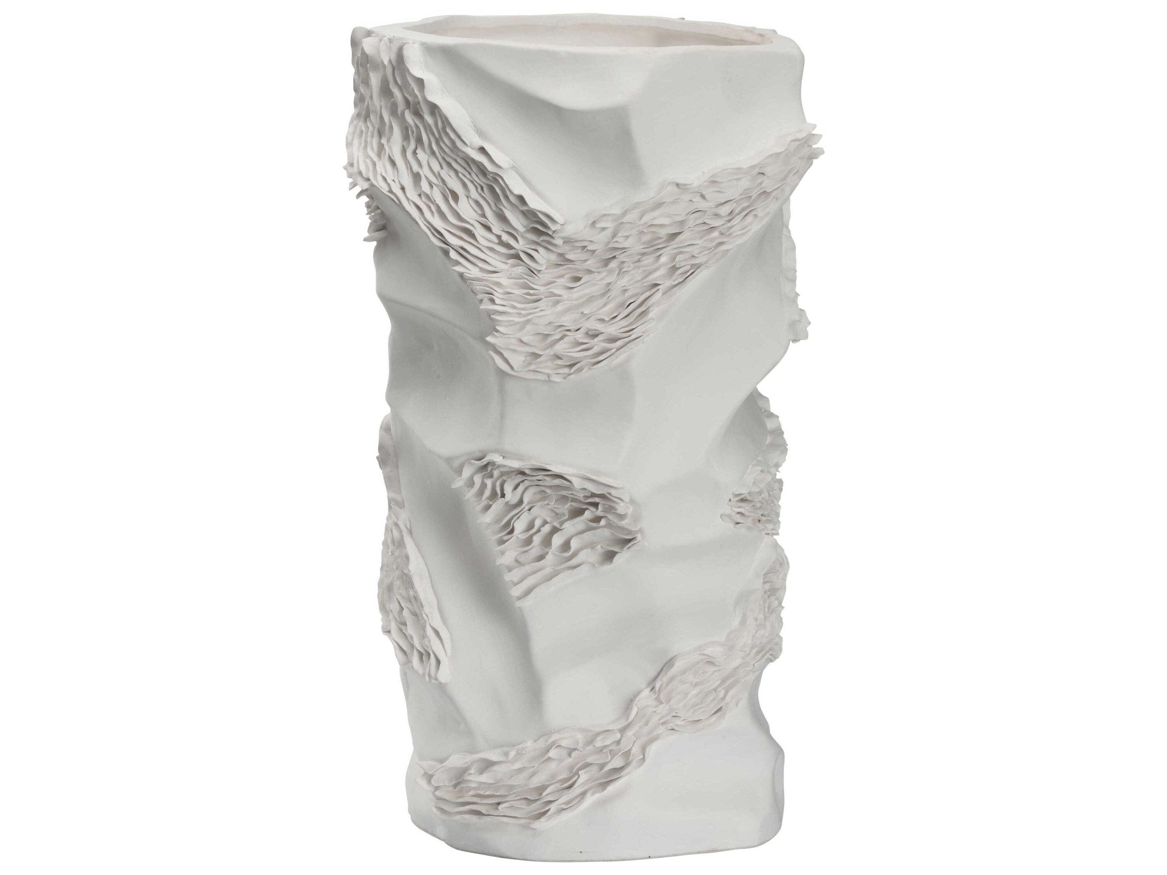 Chelsea House Matte White Ripple Ceramic Vase