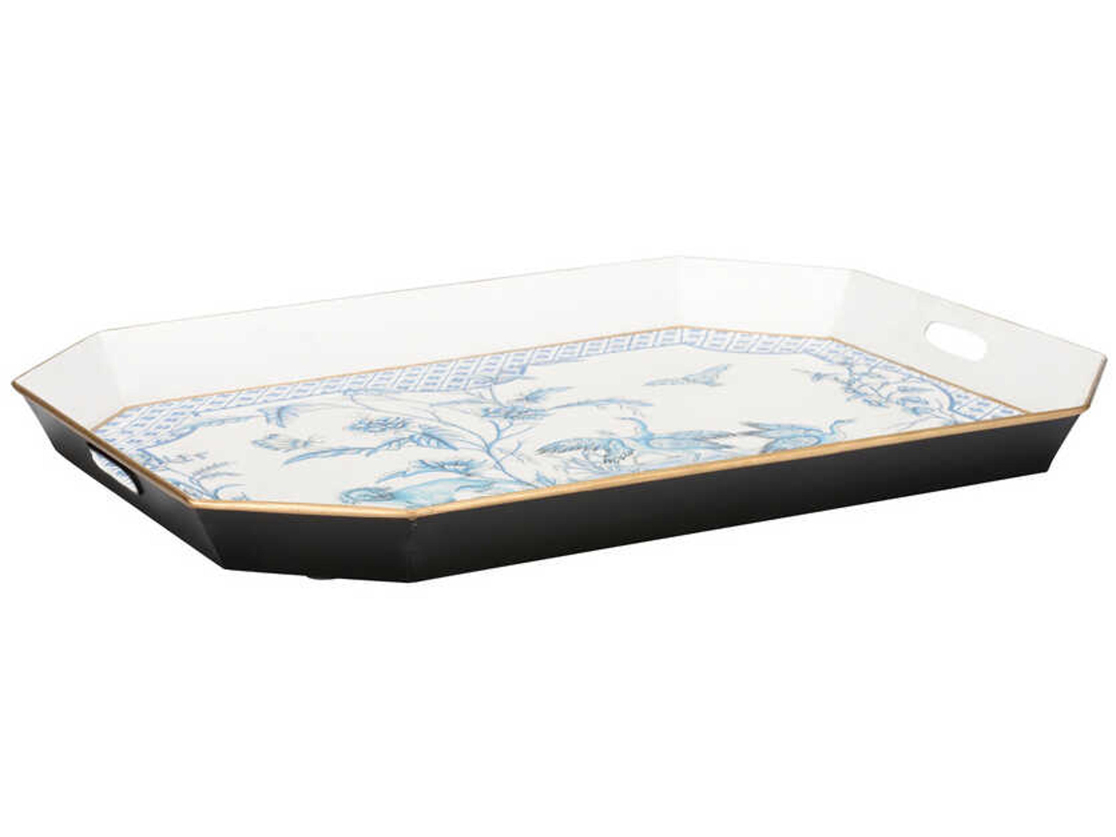 Chelsea House Bagatelle Blue White Serving Tray Set of 2