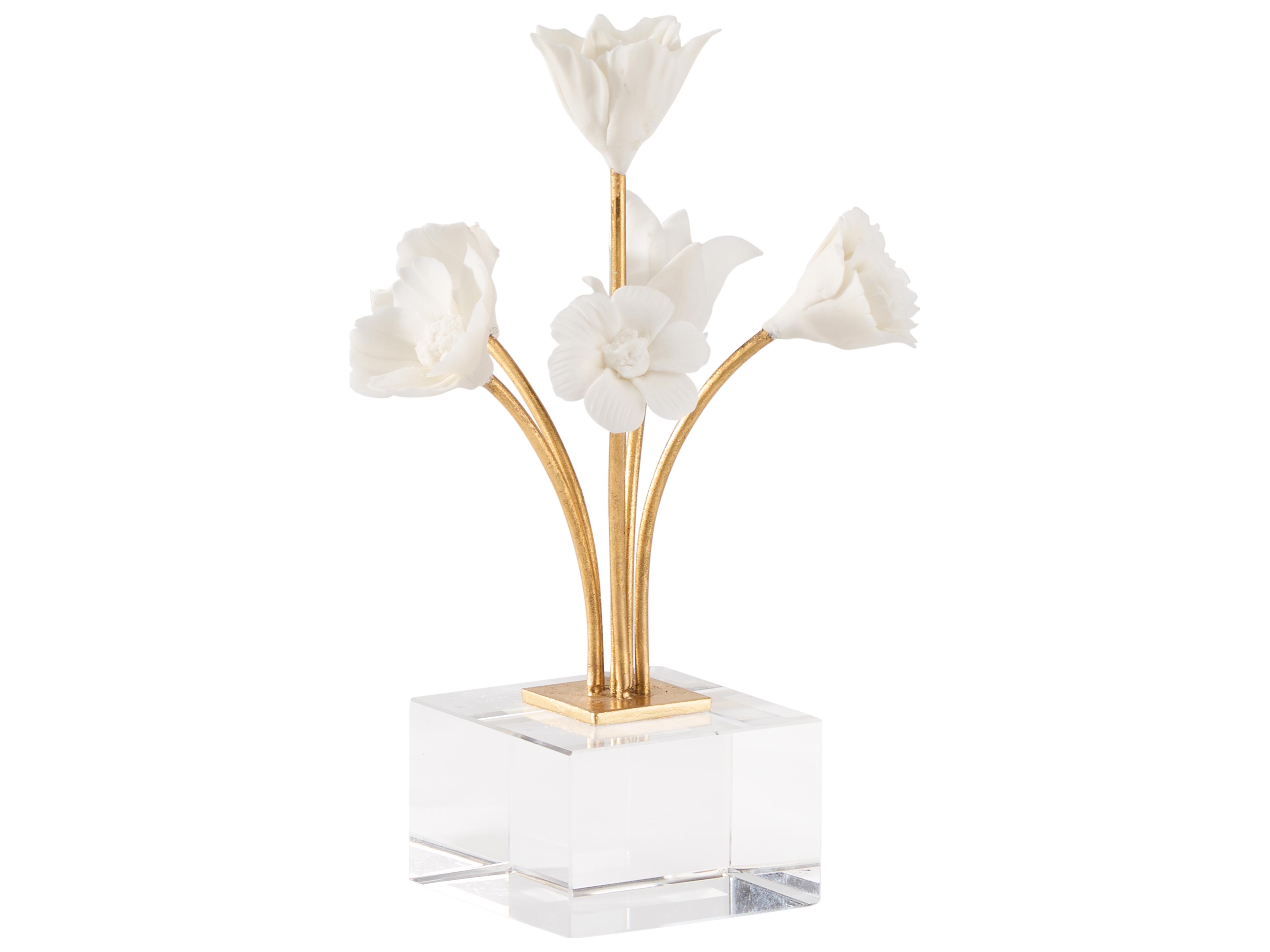 Chelsea House Matte White Gold Leaf Clear Decorative Accent