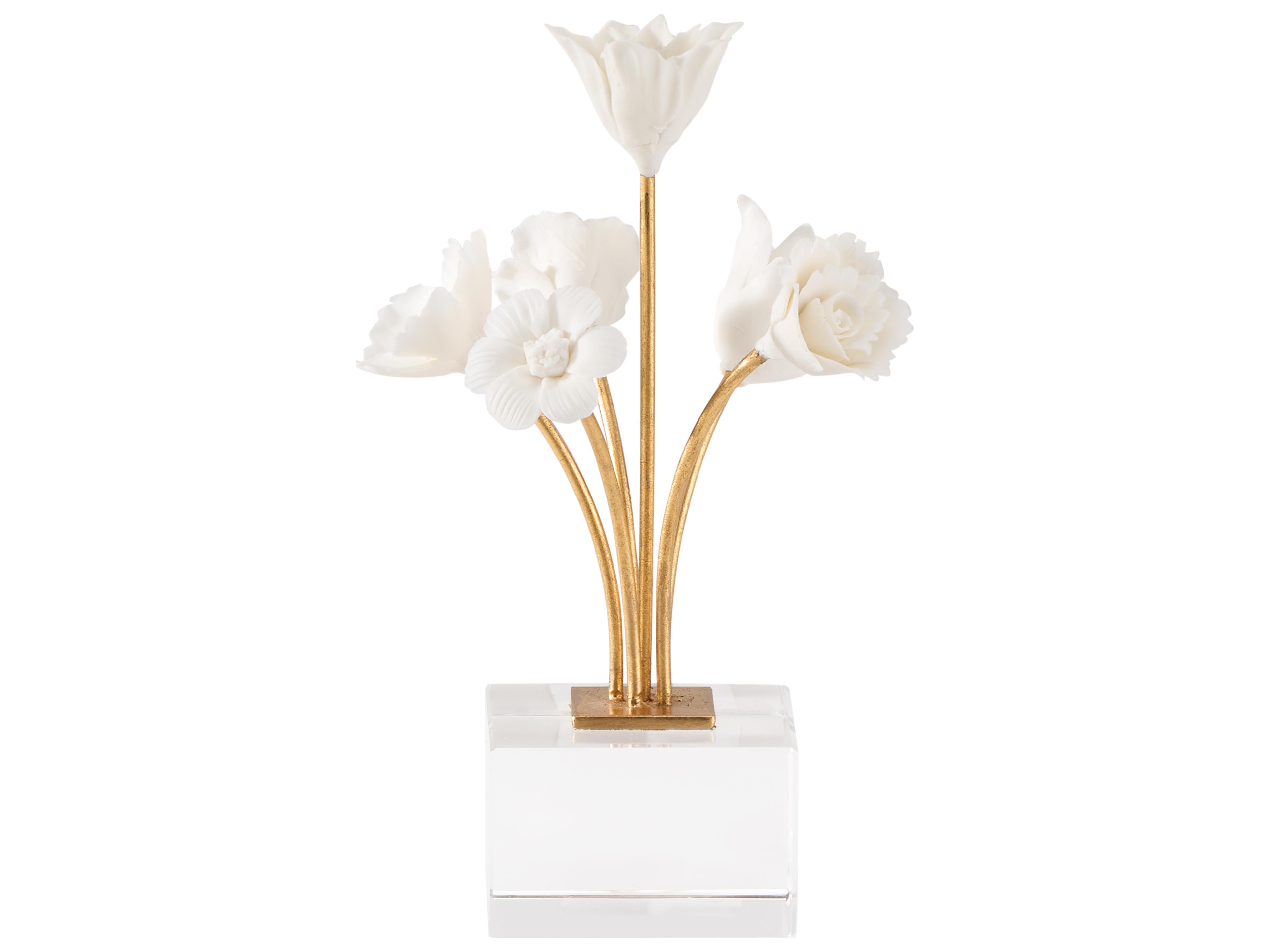 Chelsea House Matte White Gold Leaf Clear Decorative Accent