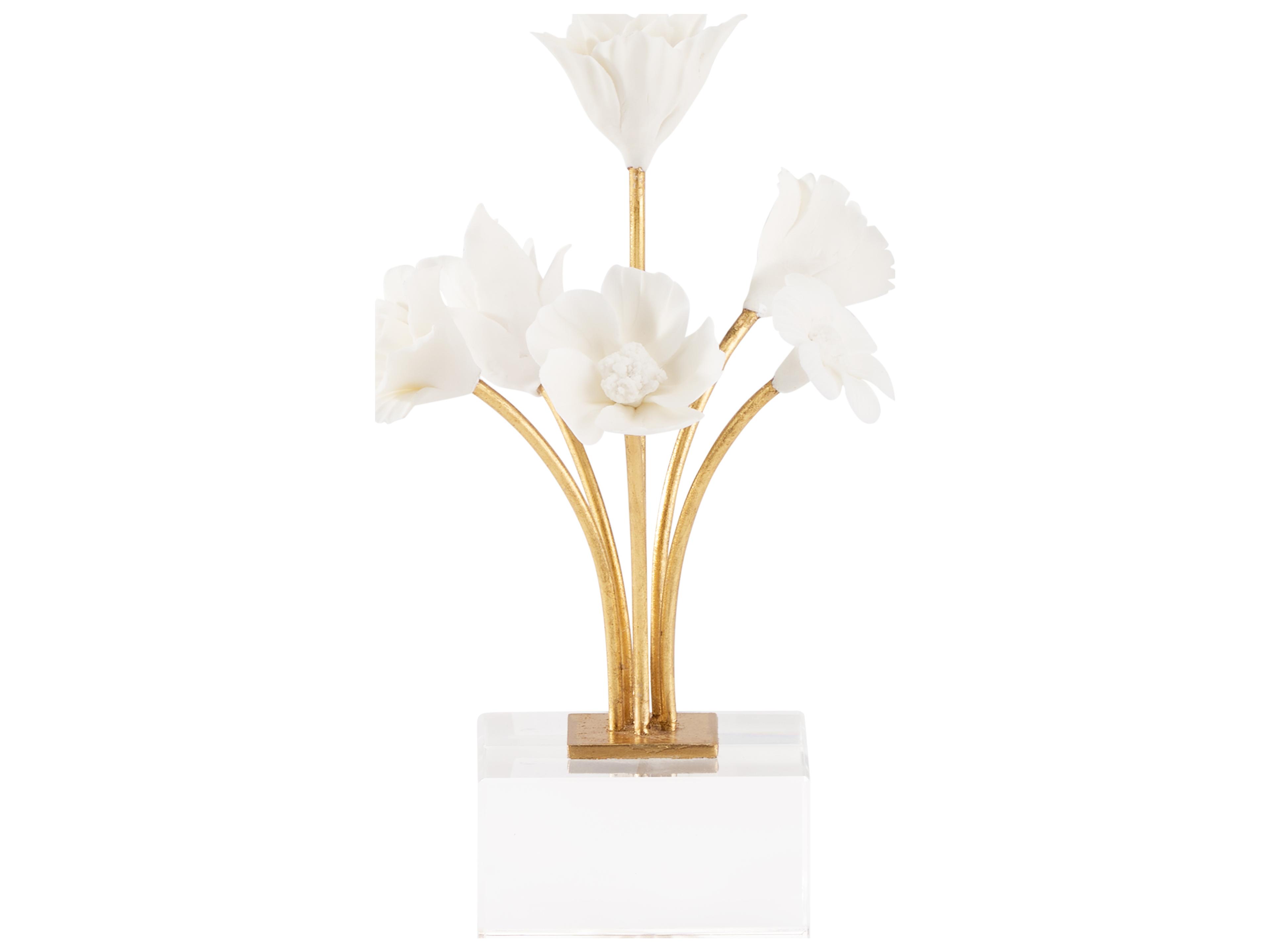 Chelsea House Matte White Gold Leaf Clear Decorative Accent