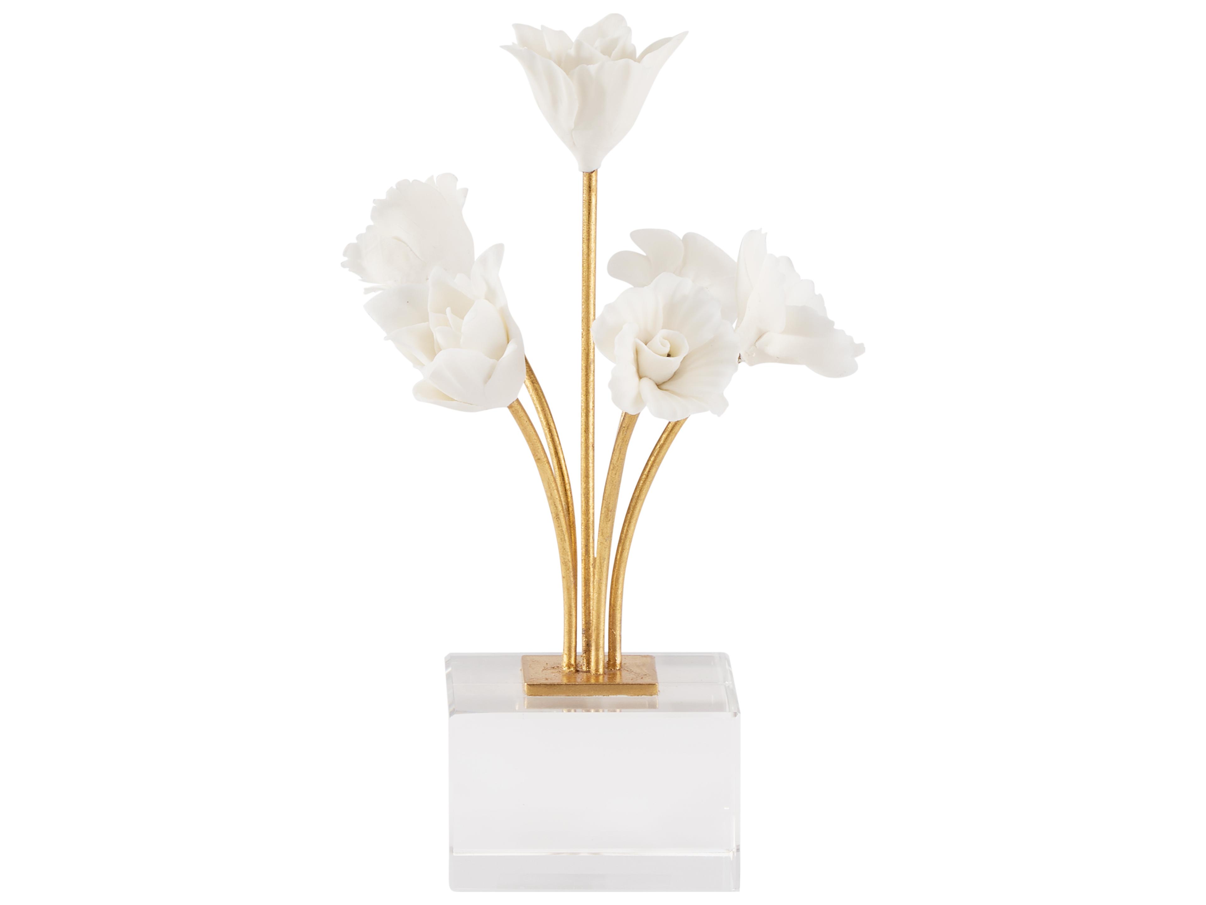 Chelsea House Matte White Gold Leaf Clear Decorative Accent