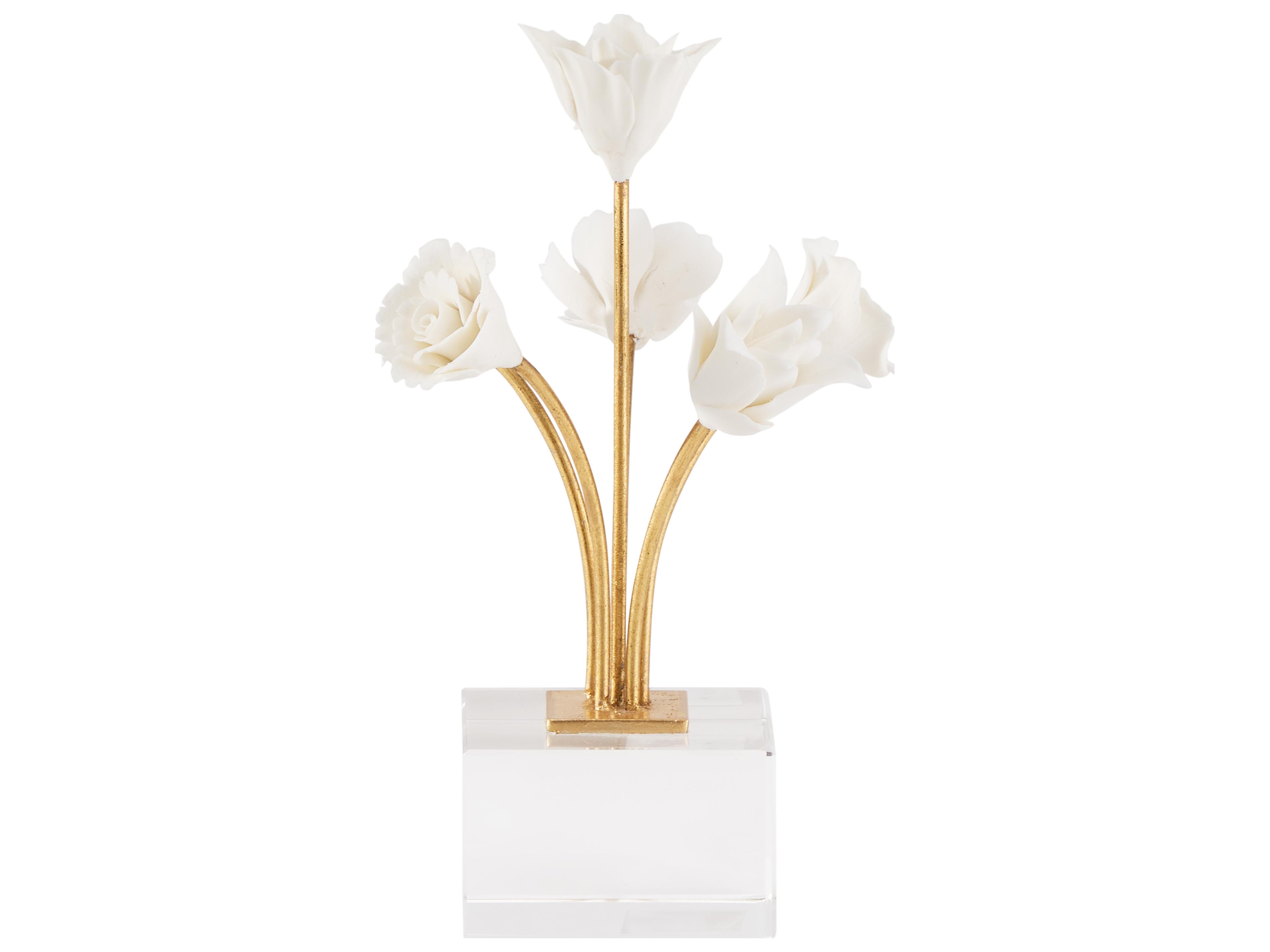 Chelsea House Matte White Gold Leaf Clear Decorative Accent