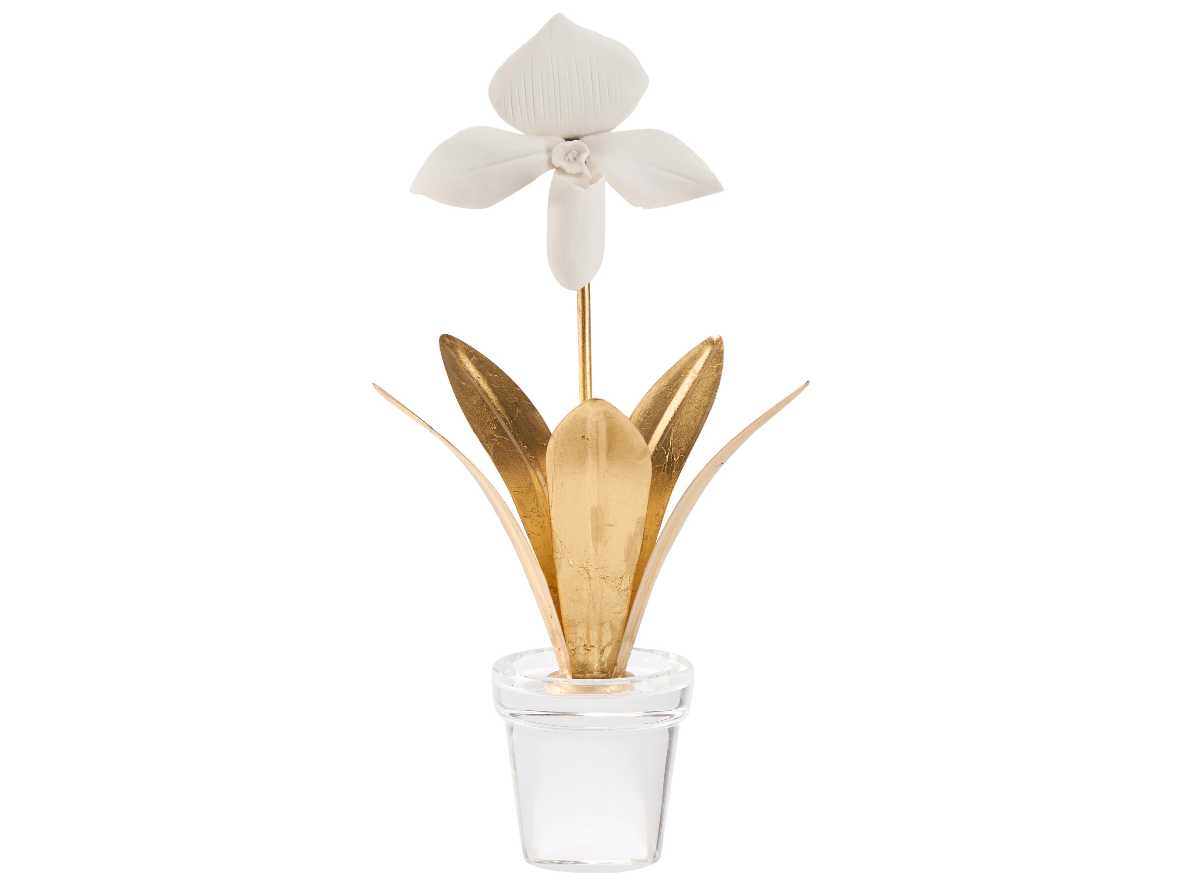 Chelsea House Matte White Gold Leaf Clear Decorative Accent