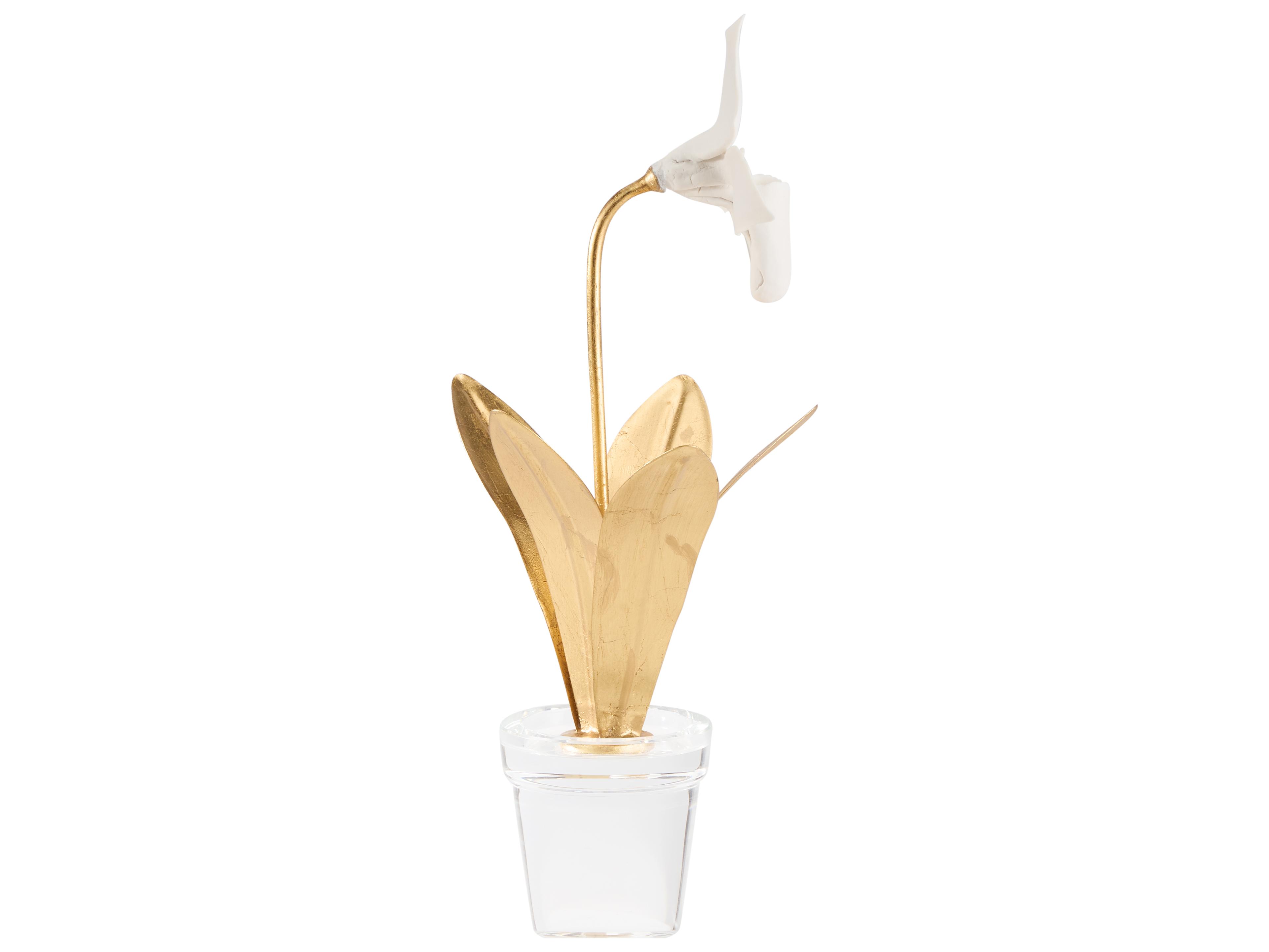 Chelsea House Matte White Gold Leaf Clear Decorative Accent