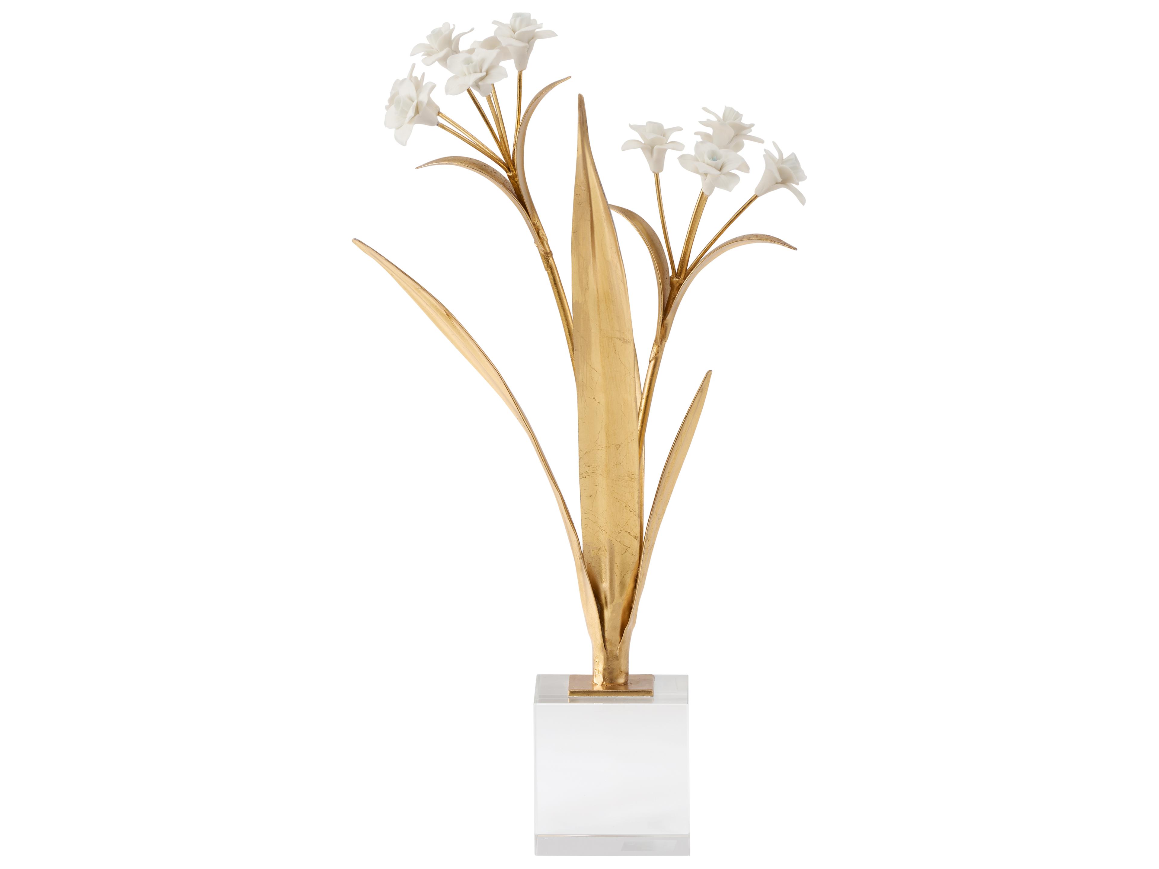 Chelsea House Matte White Gold Leaf Clear Decorative Accent