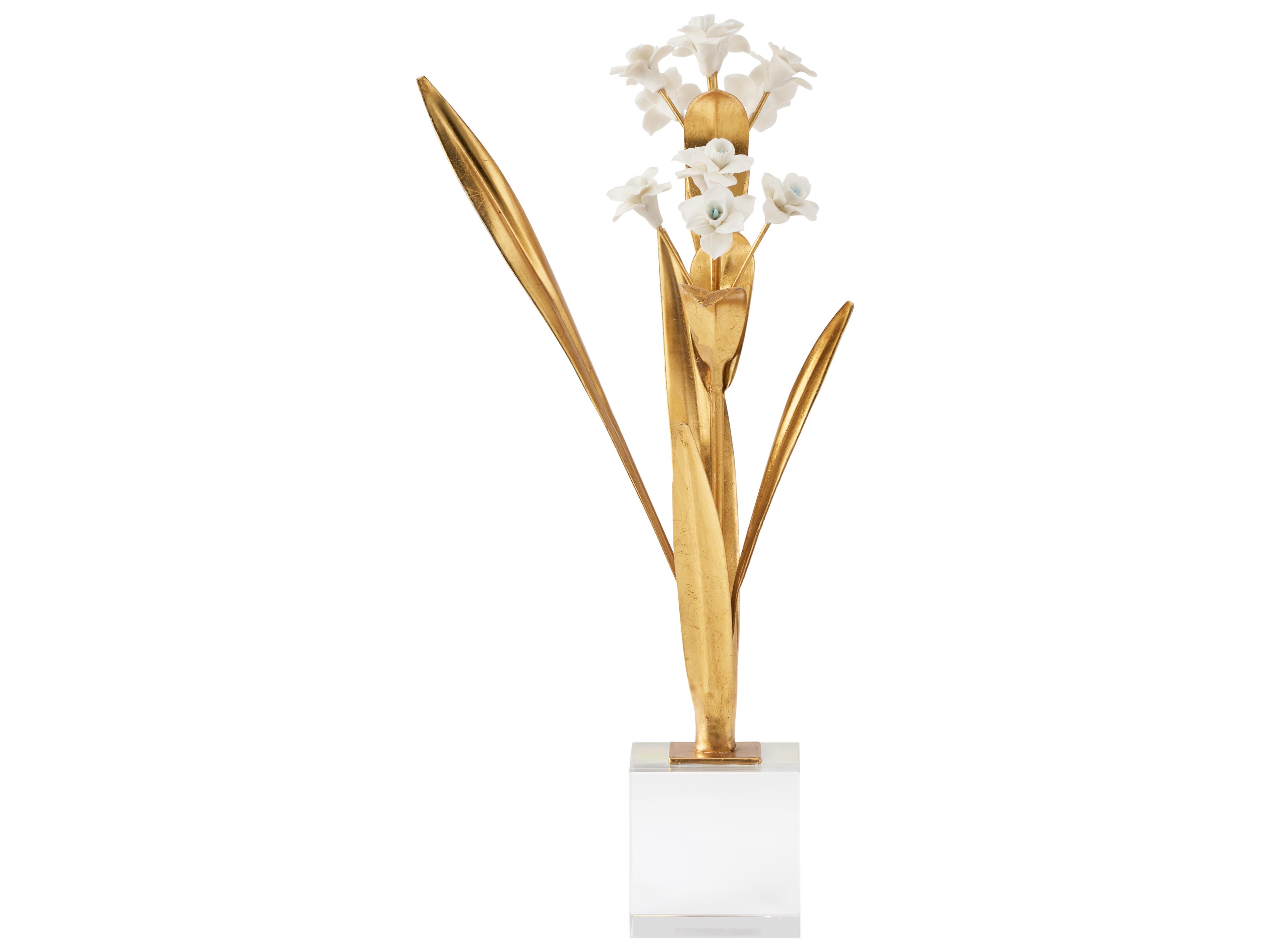 Chelsea House Matte White Gold Leaf Clear Decorative Accent