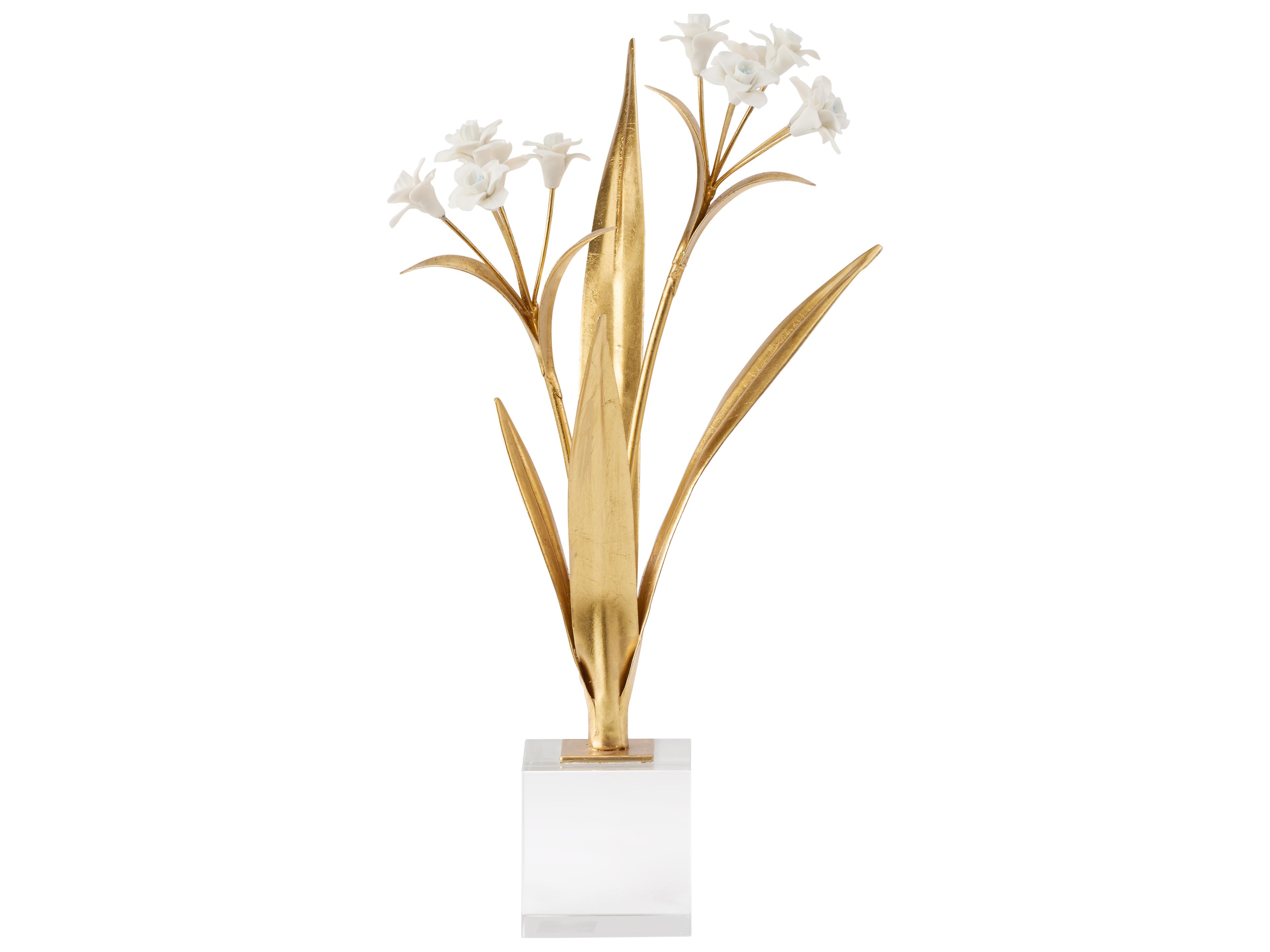 Chelsea House Matte White Gold Leaf Clear Decorative Accent