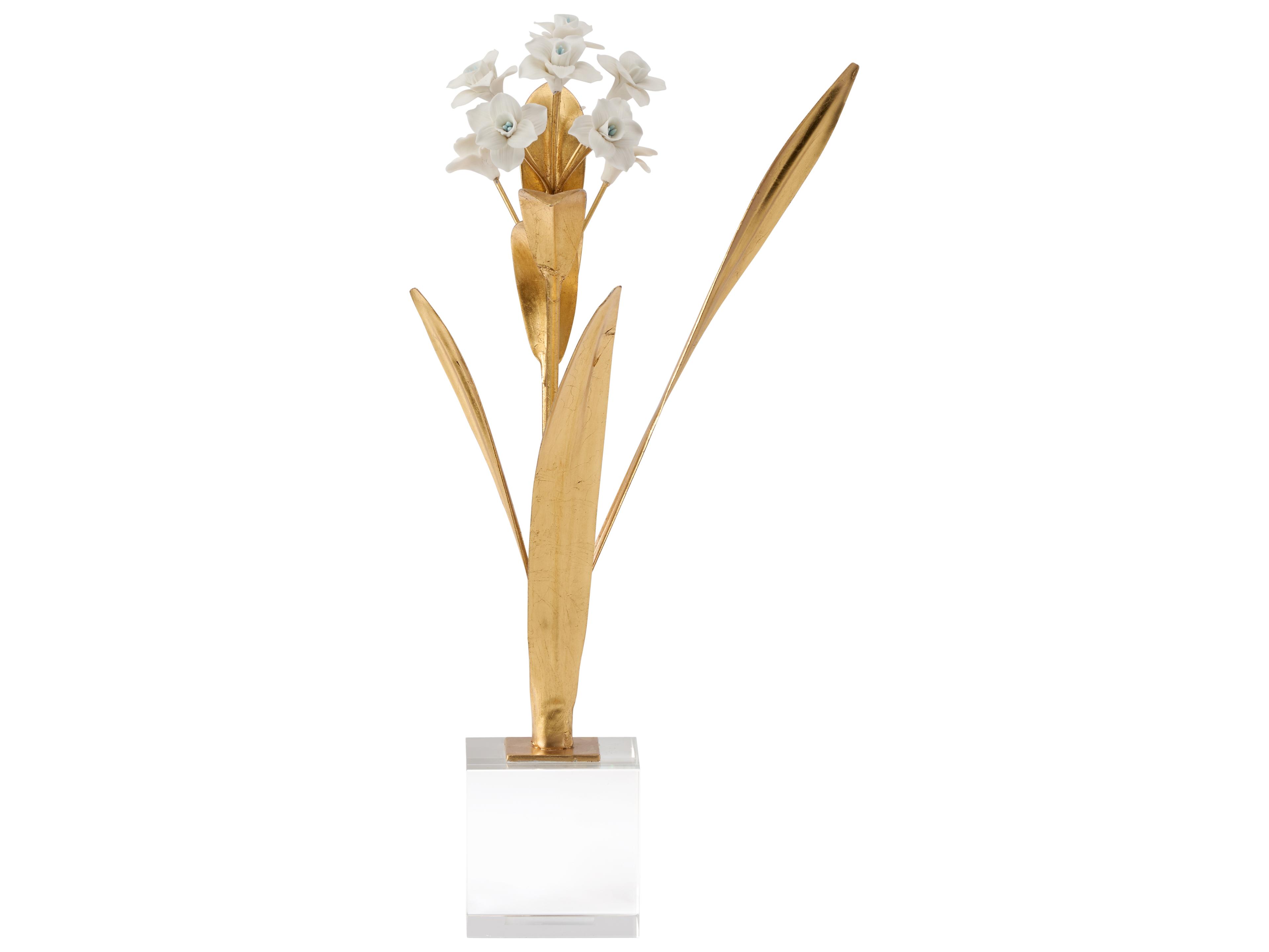 Chelsea House Matte White Gold Leaf Clear Decorative Accent