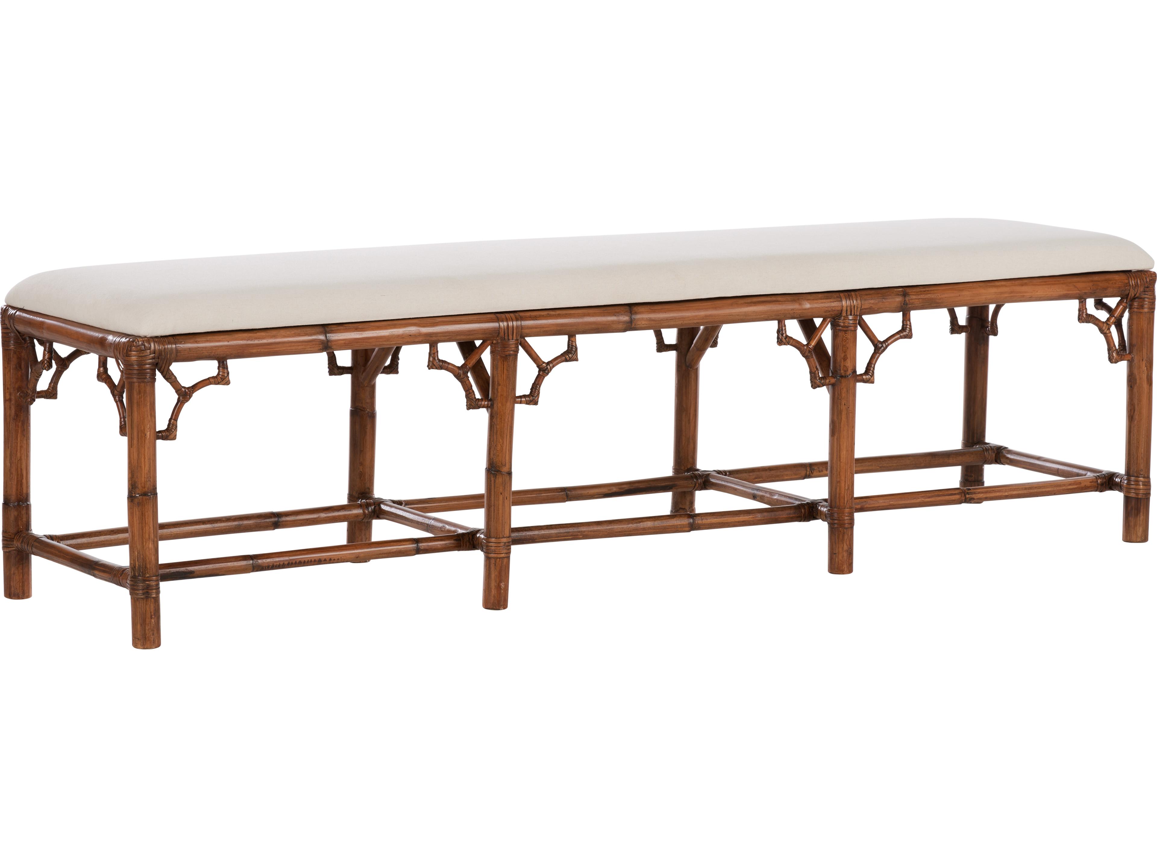 Brown Natural Upholstered Accent Bench