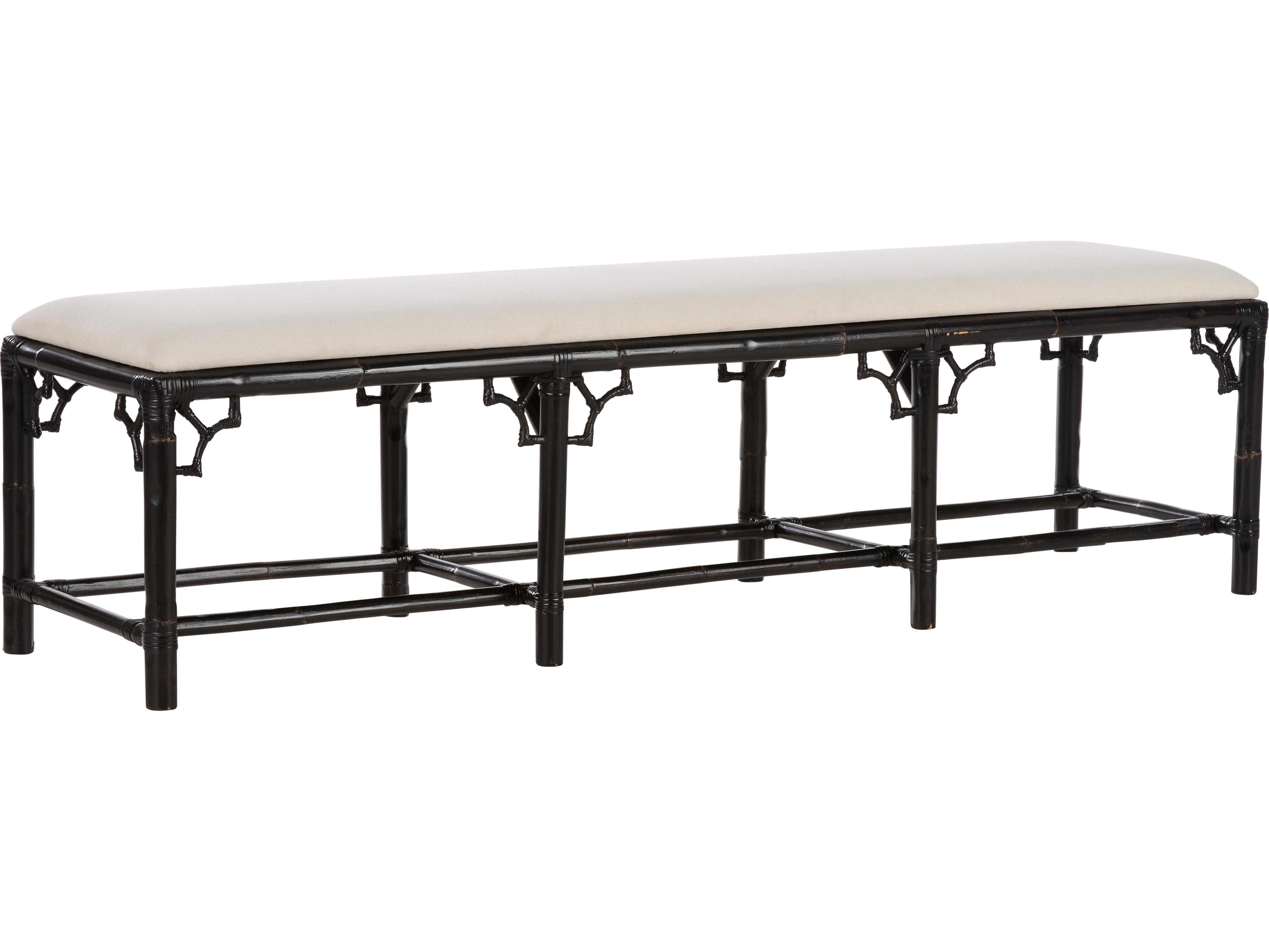 Cracked Pepper Natural Black Upholstered Accent Bench