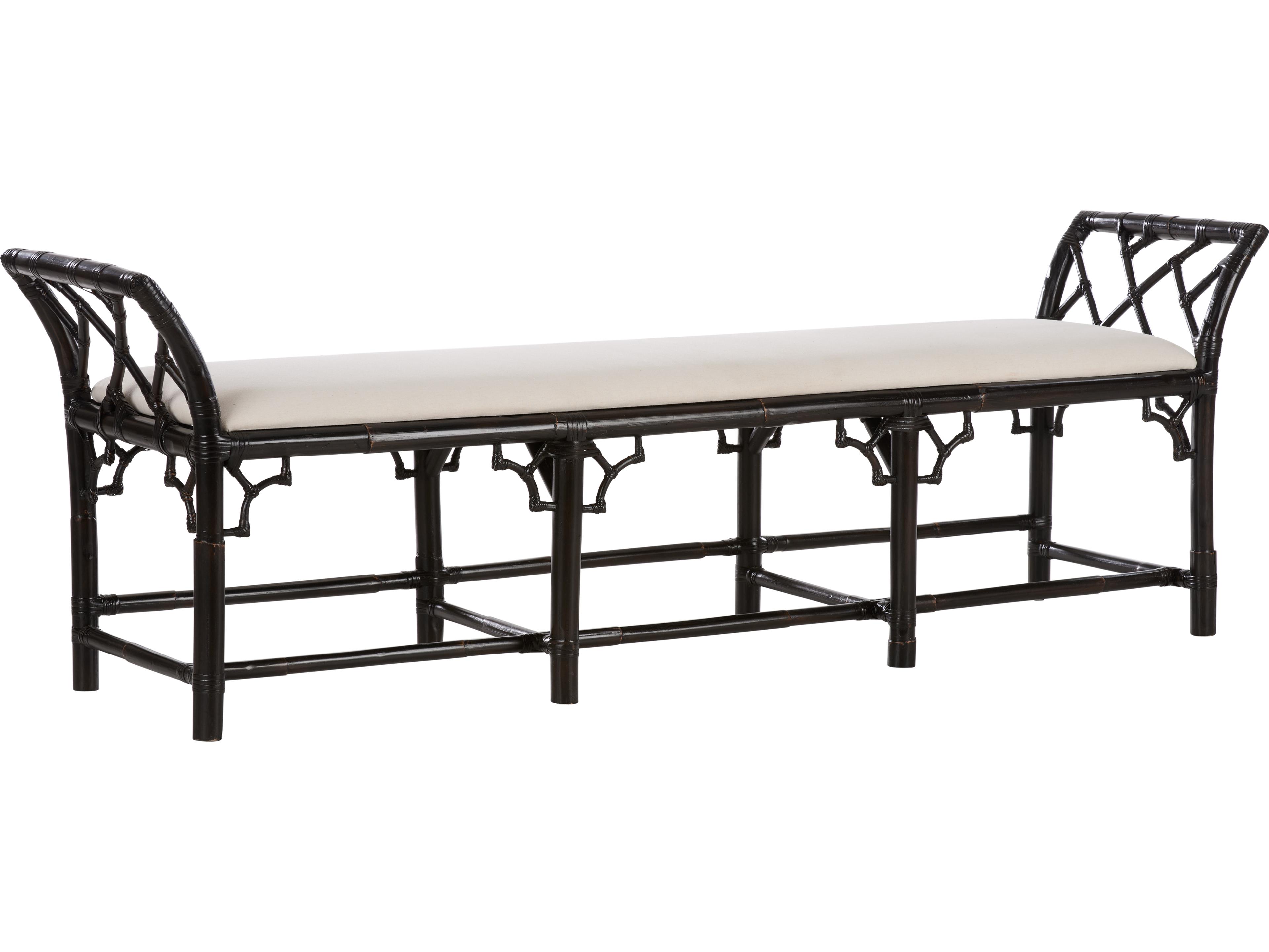 Cracked Pepper Natural Black Upholstered Accent Bench