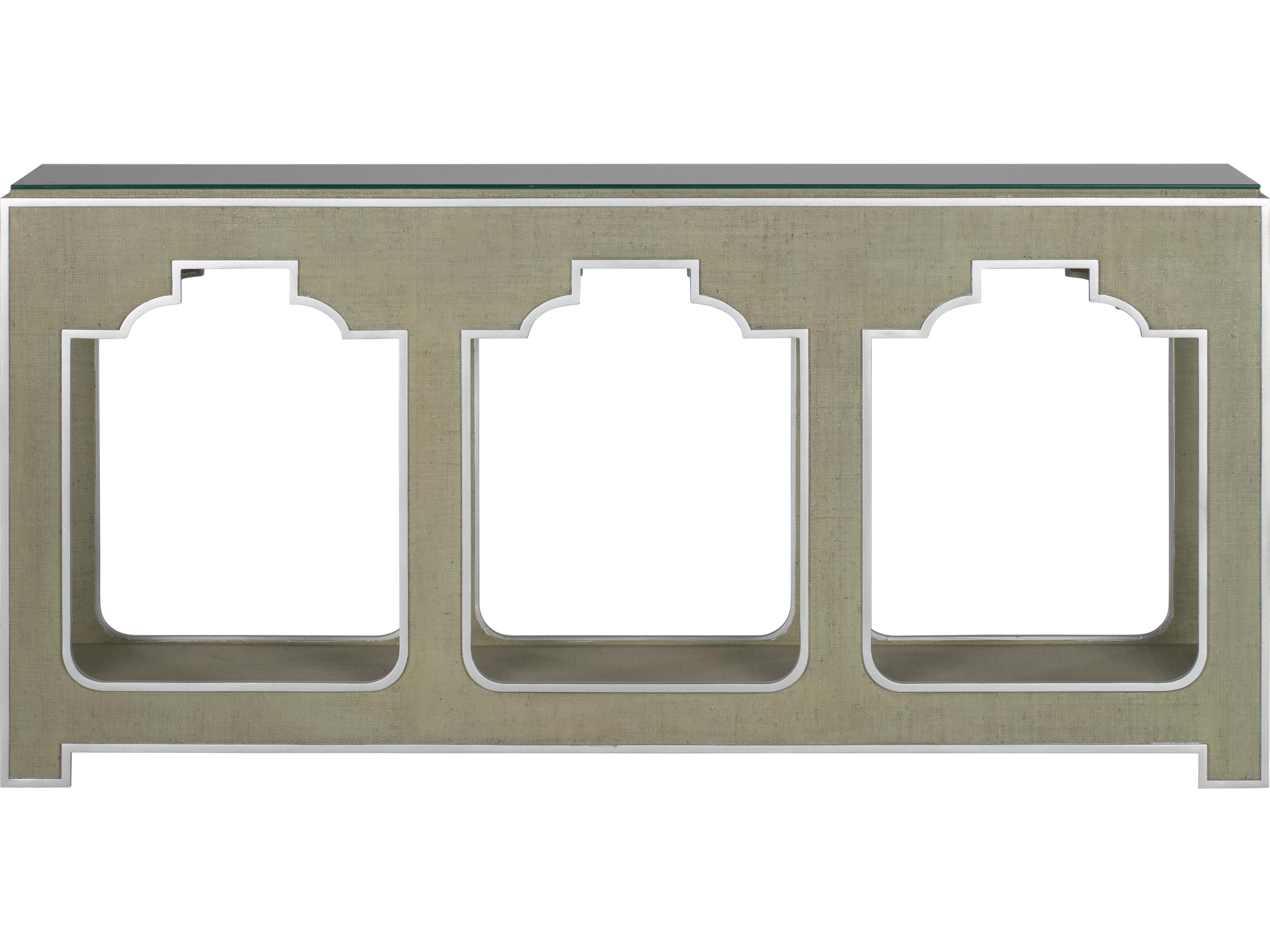 Chelsea House Jamie Merida Rectangular Glass Green Silver Clear Console Table