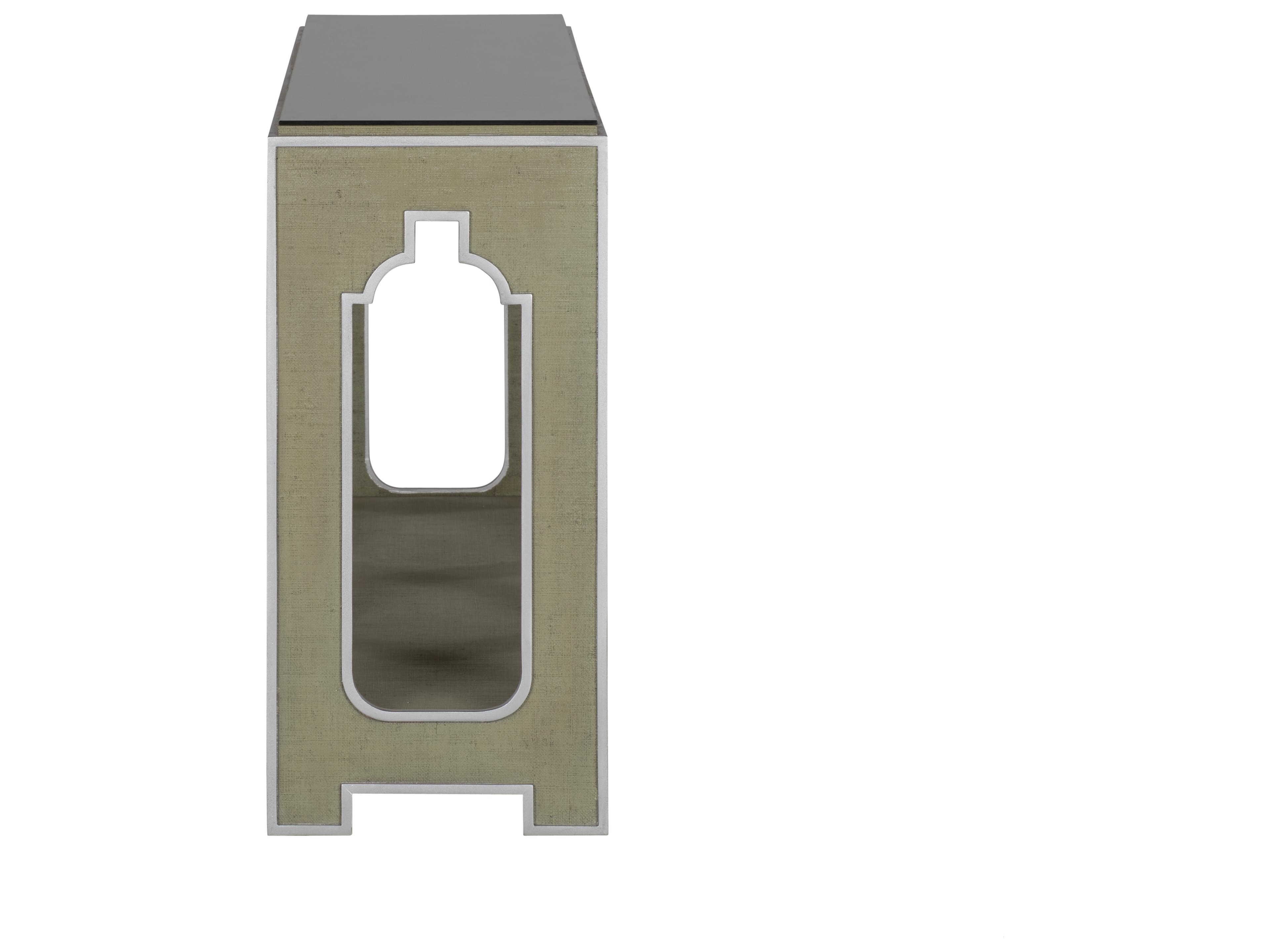 Chelsea House Jamie Merida Rectangular Glass Green Silver Clear Console Table