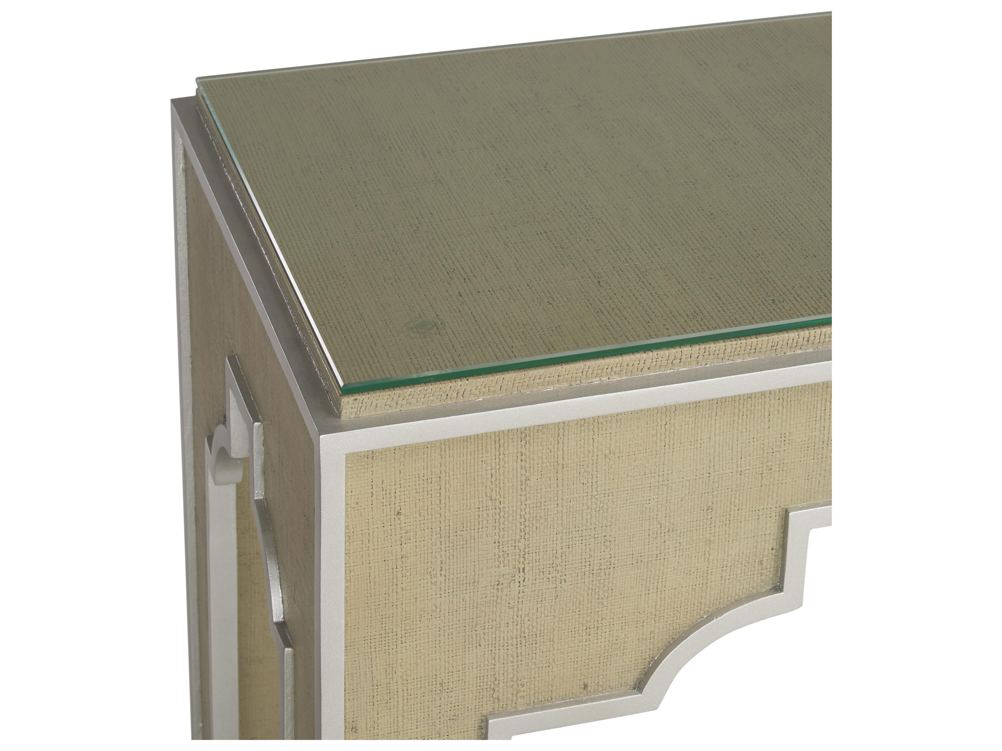 Chelsea House Jamie Merida Rectangular Glass Green Silver Clear Console Table