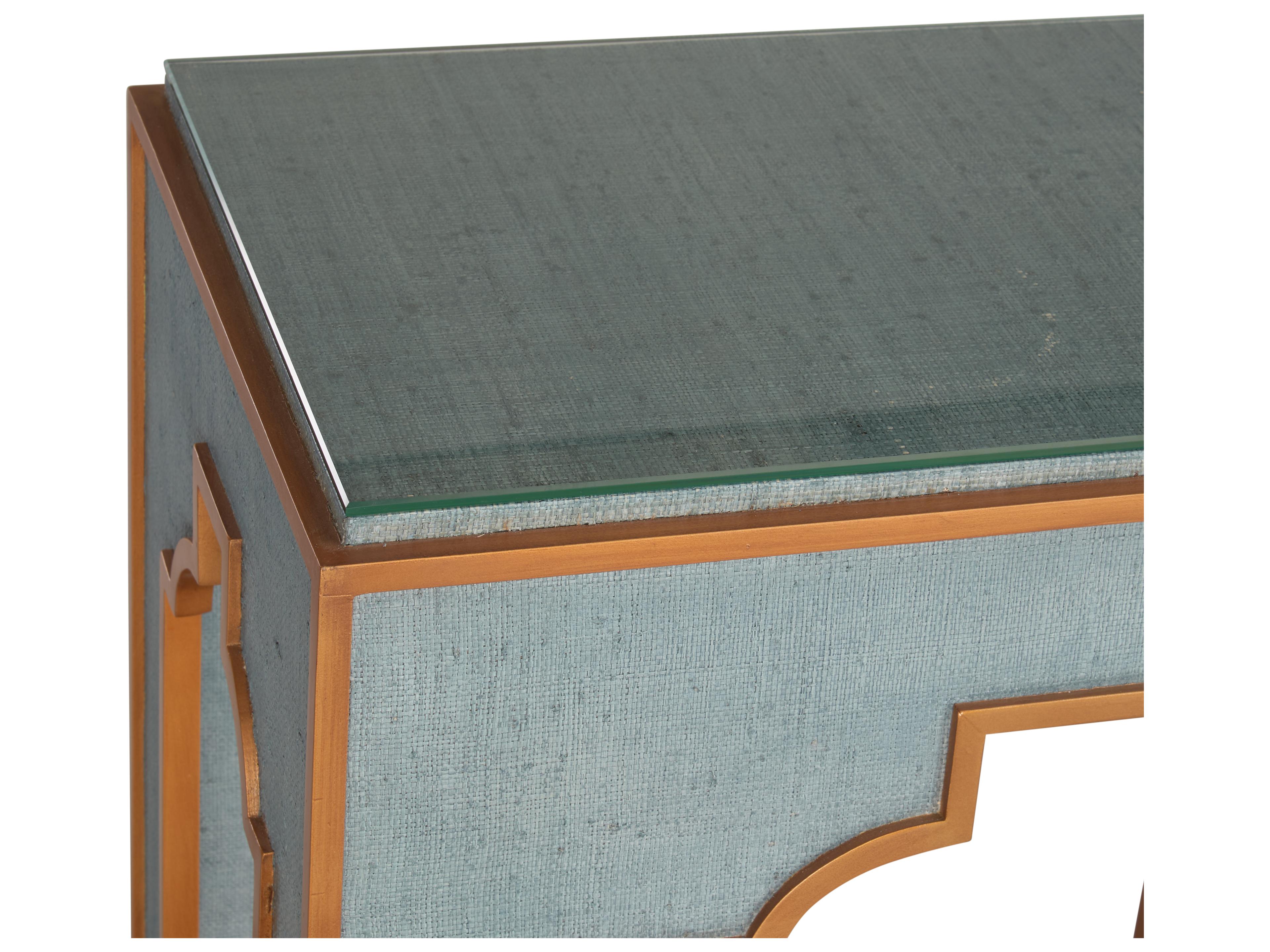 Chelsea House Jamie Merida Rectangular Glass Blue Gold Clear Console Table
