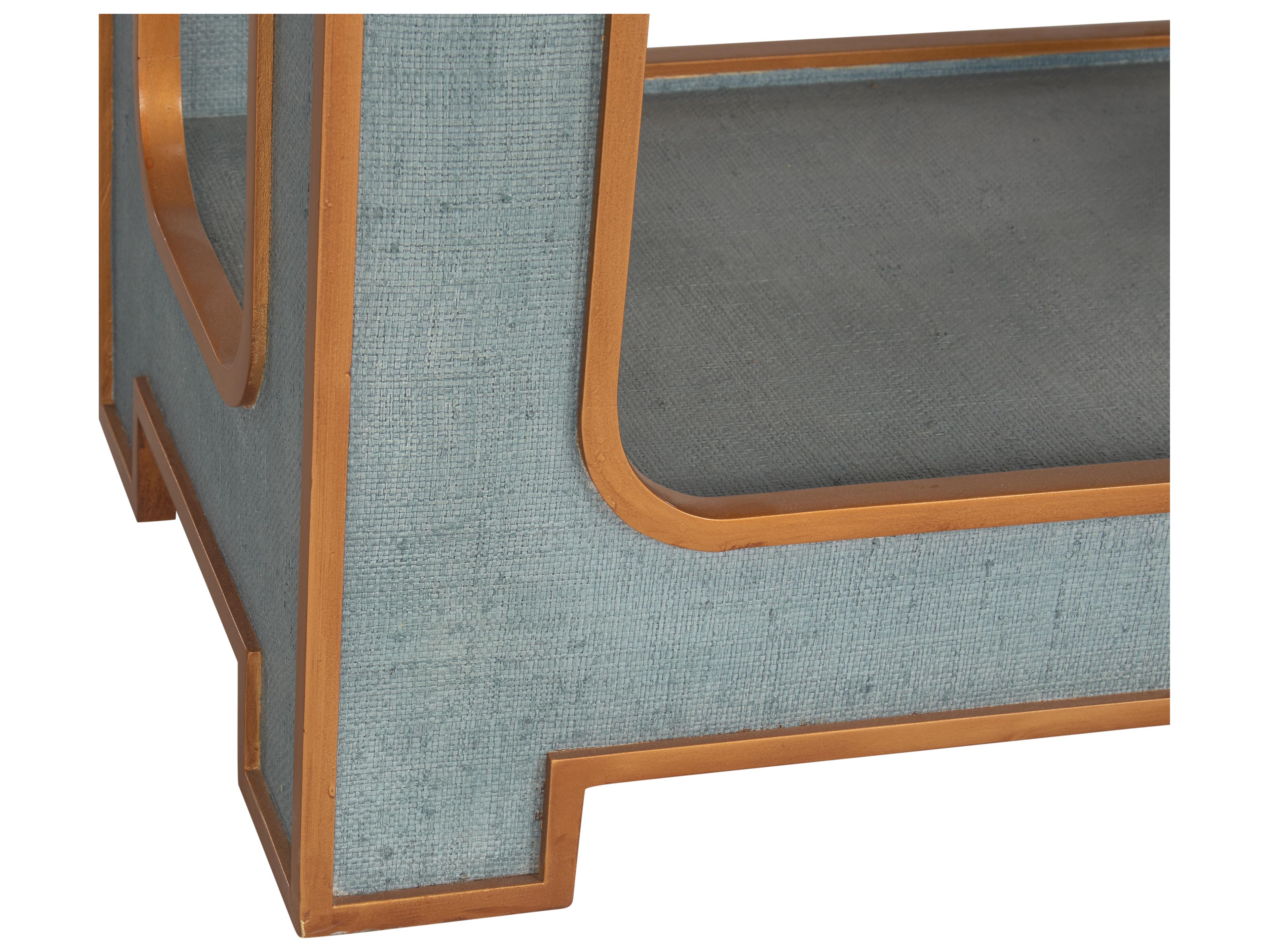 Chelsea House Jamie Merida Rectangular Glass Blue Gold Clear Console Table