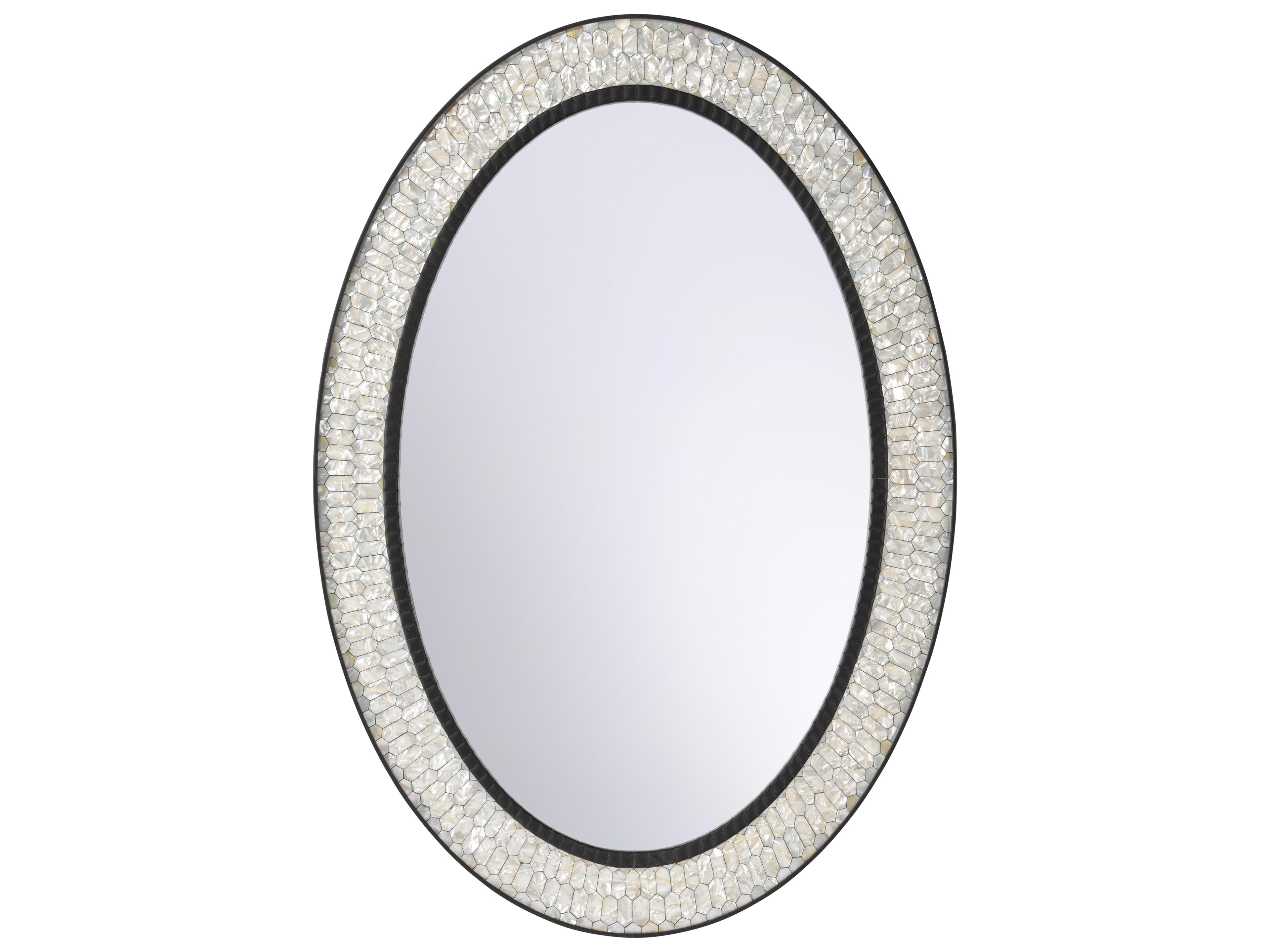 Jamie Merida Black Natural White Clear Plain Wall Mirror Oval