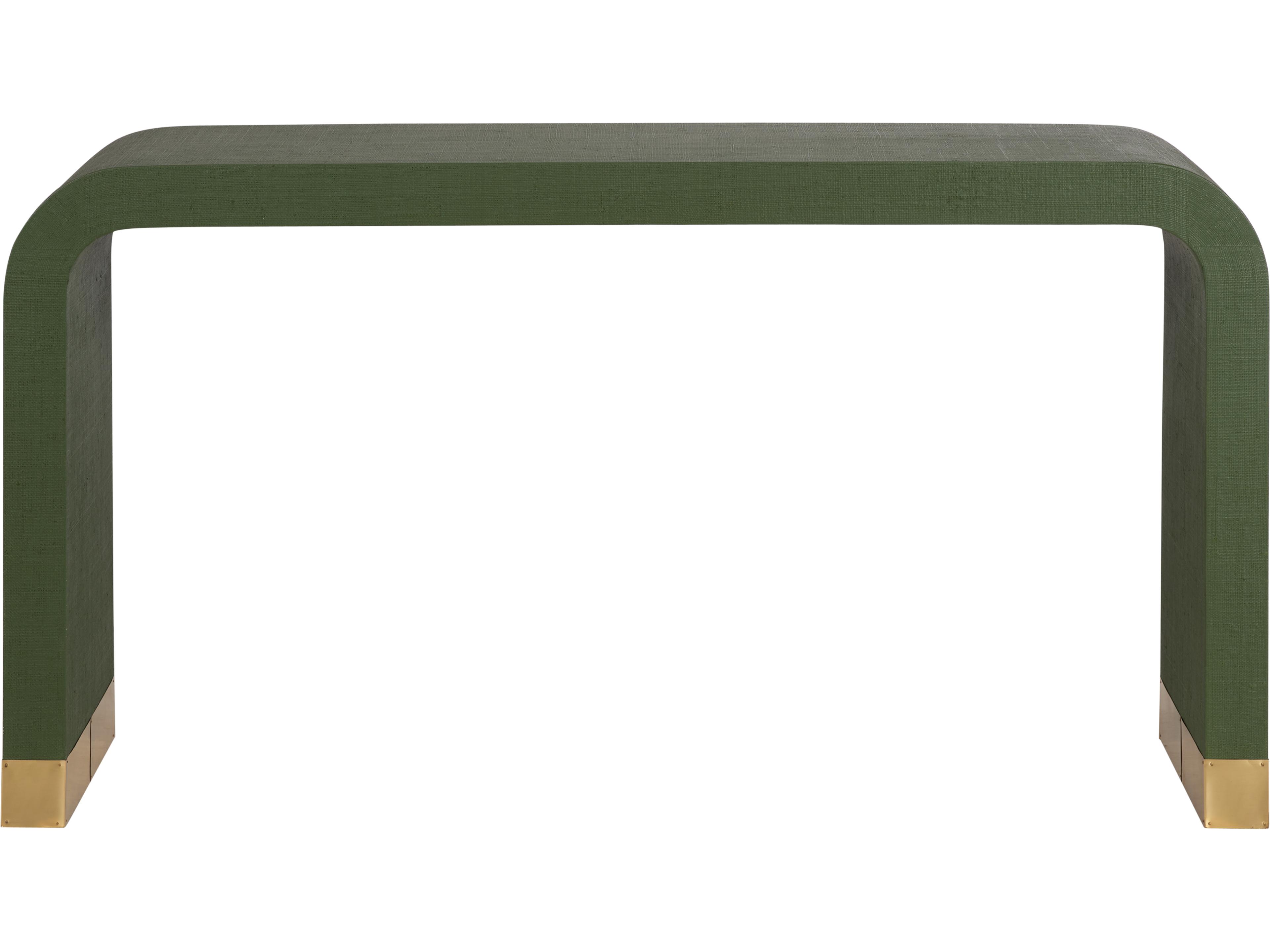 Chelsea House Rectangular Acrylic Green Polished Brass Console Table